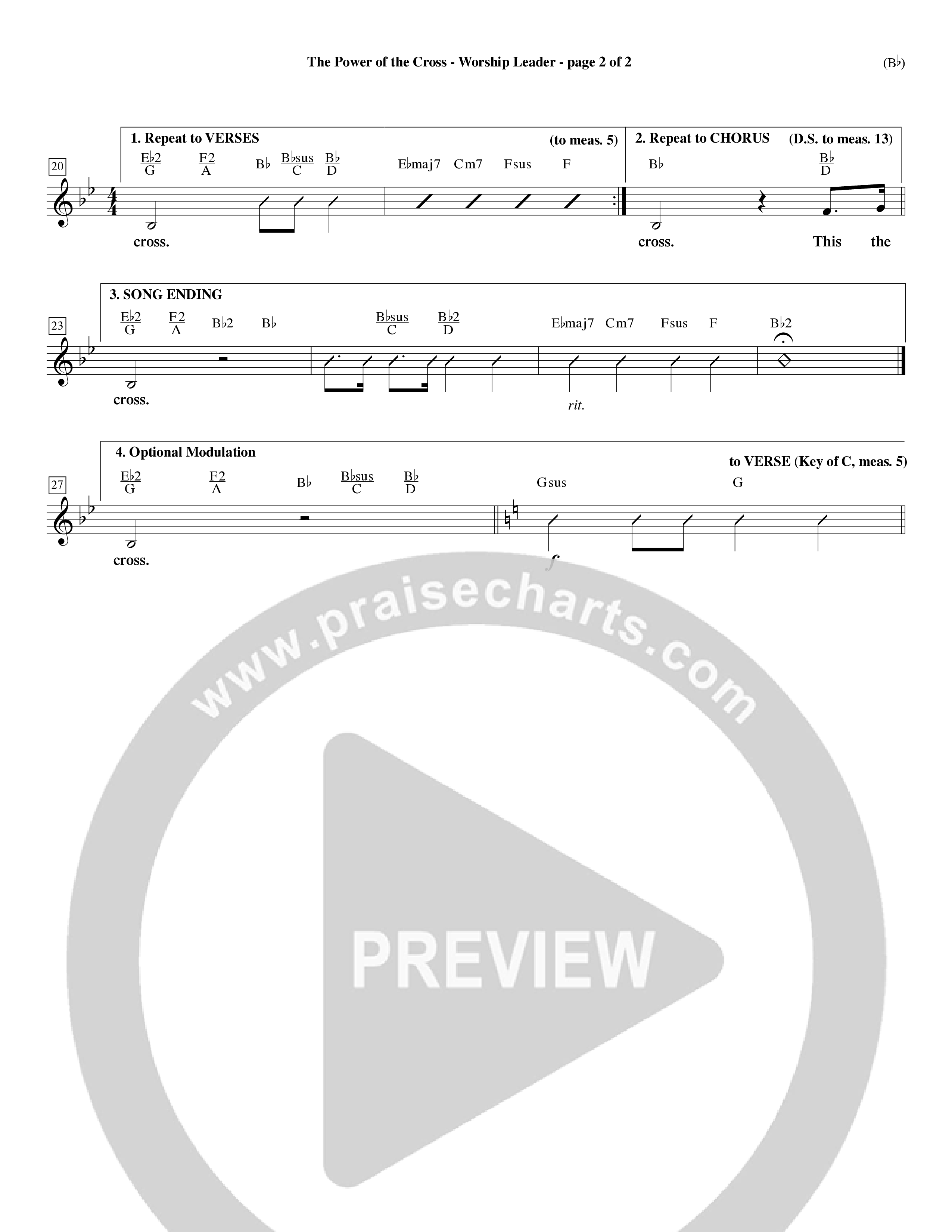 The Power Of The Cross (Choral Anthem SATB) Lead Sheet (Mel) (Word Music Choral / Orch. David Winkler)