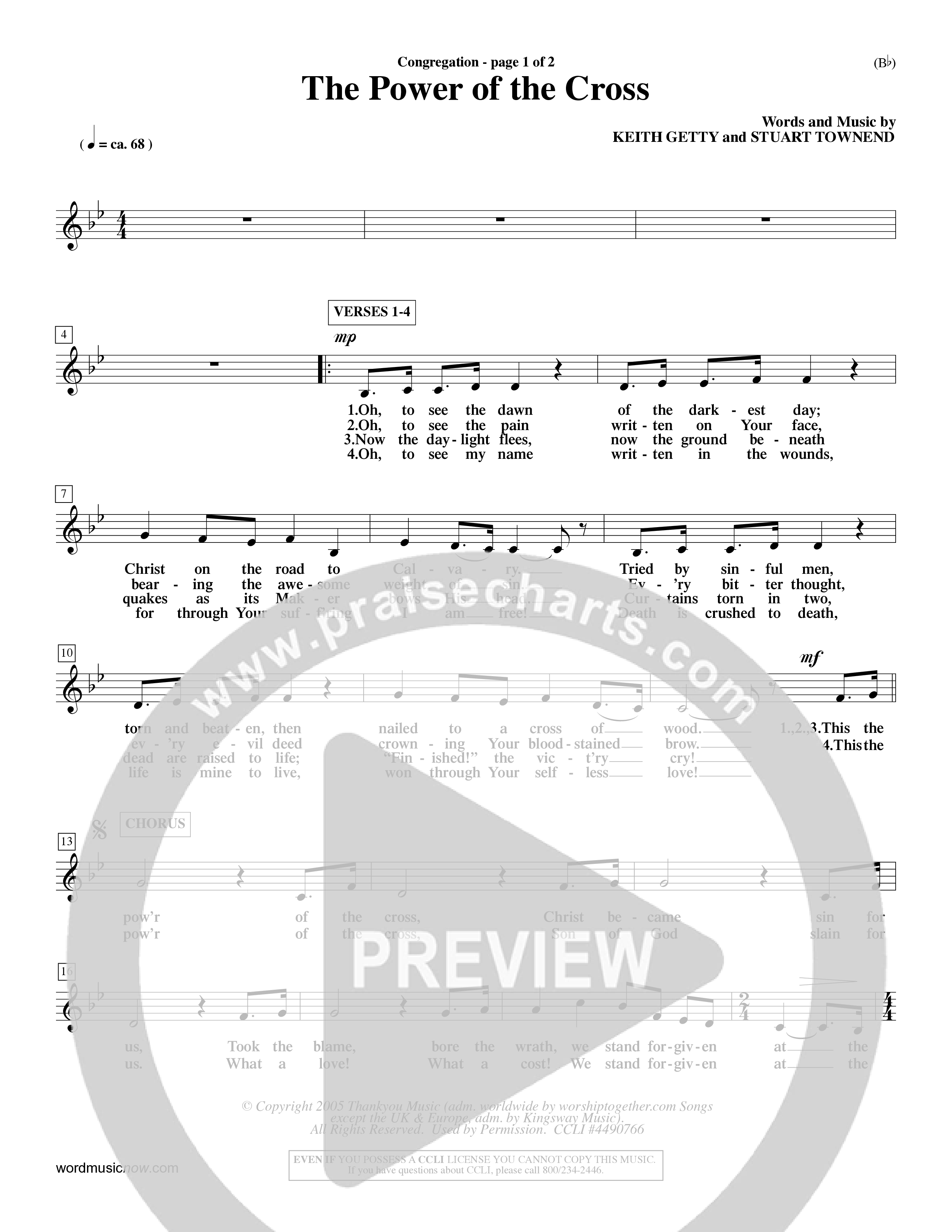 The Power Of The Cross (Choral Anthem SATB) Lead Sheet (Mel) (Word Music Choral / Orch. David Winkler)