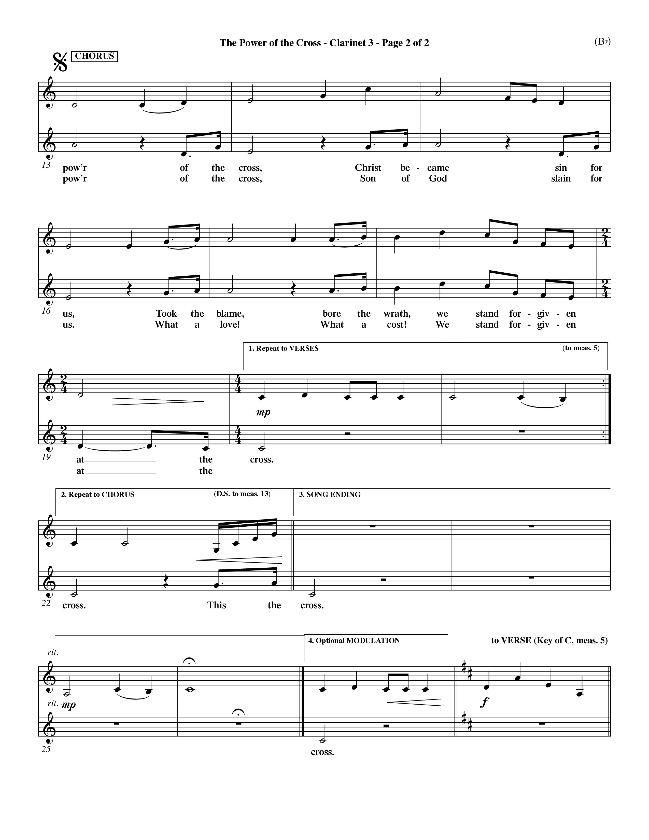 The Power Of The Cross (Choral Anthem SATB) Clarinet 3 (Word Music Choral / Orch. David Winkler)