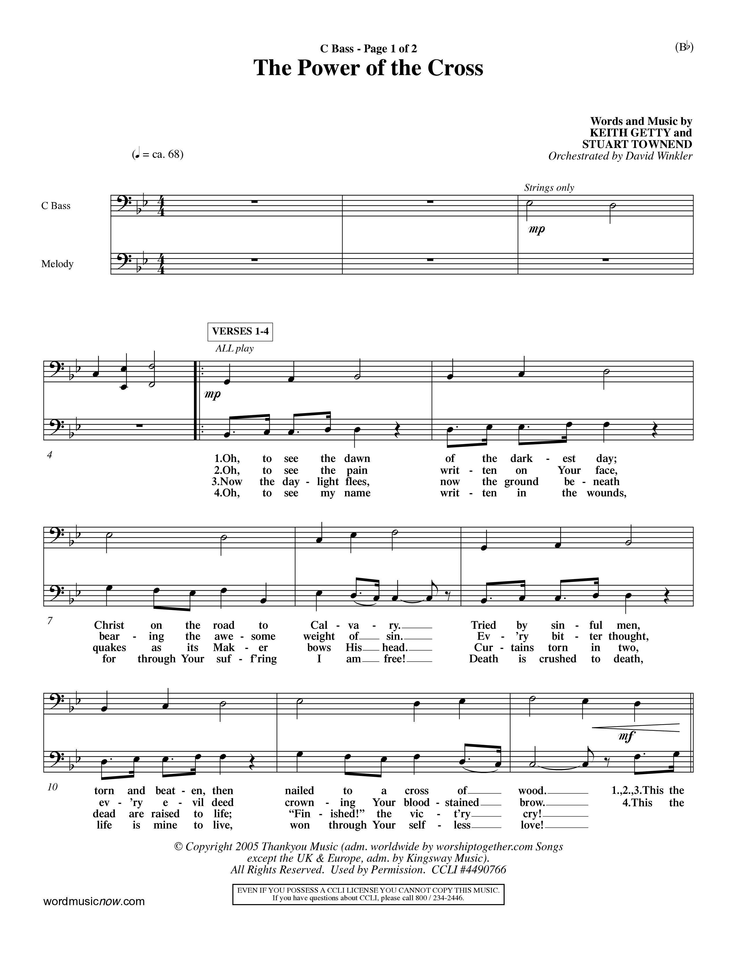 The Power Of The Cross (Choral Anthem SATB) Contrabass (Word Music Choral / Orch. David Winkler)