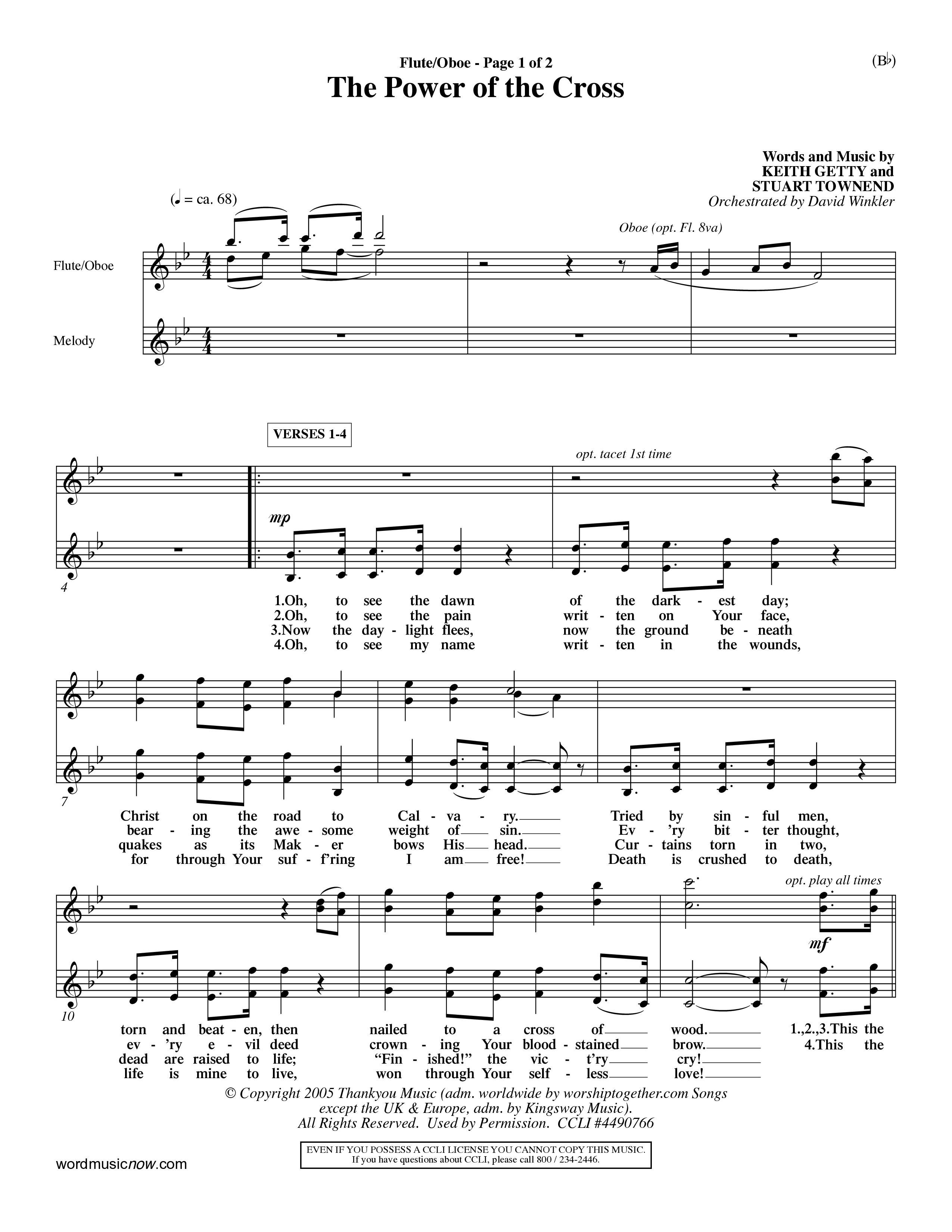 The Power Of The Cross (Choral Anthem SATB) Flute/Oboe (Word Music Choral / Orch. David Winkler)