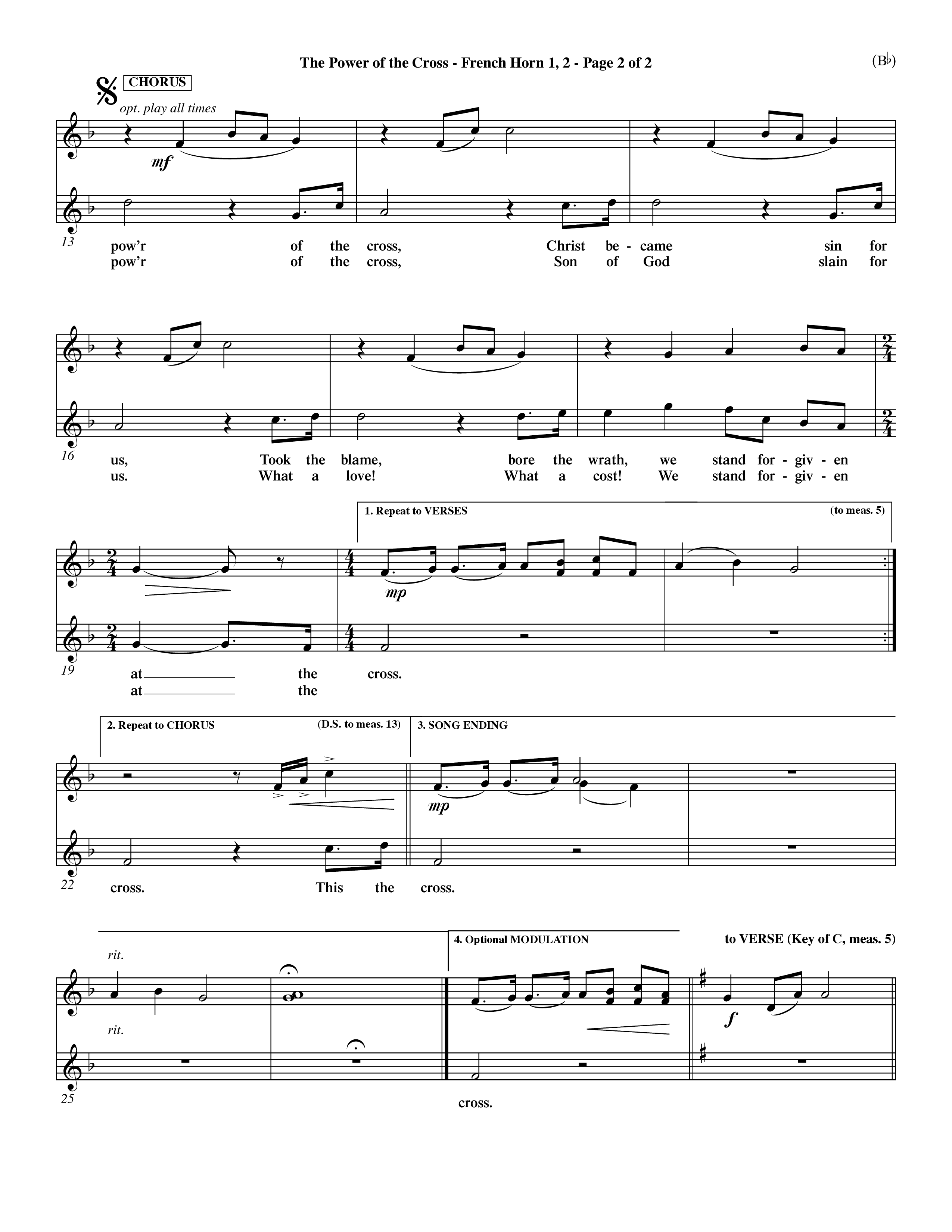 The Power Of The Cross (Choral Anthem SATB) French Horn (Word Music Choral / Orch. David Winkler)