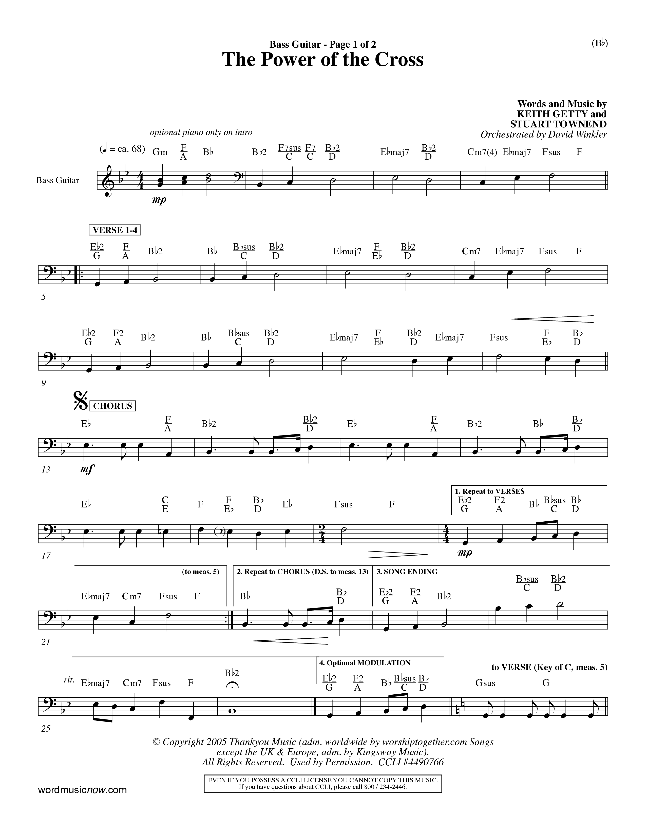 The Power Of The Cross (Choral Anthem SATB) Guitar (Word Music Choral / Orch. David Winkler)