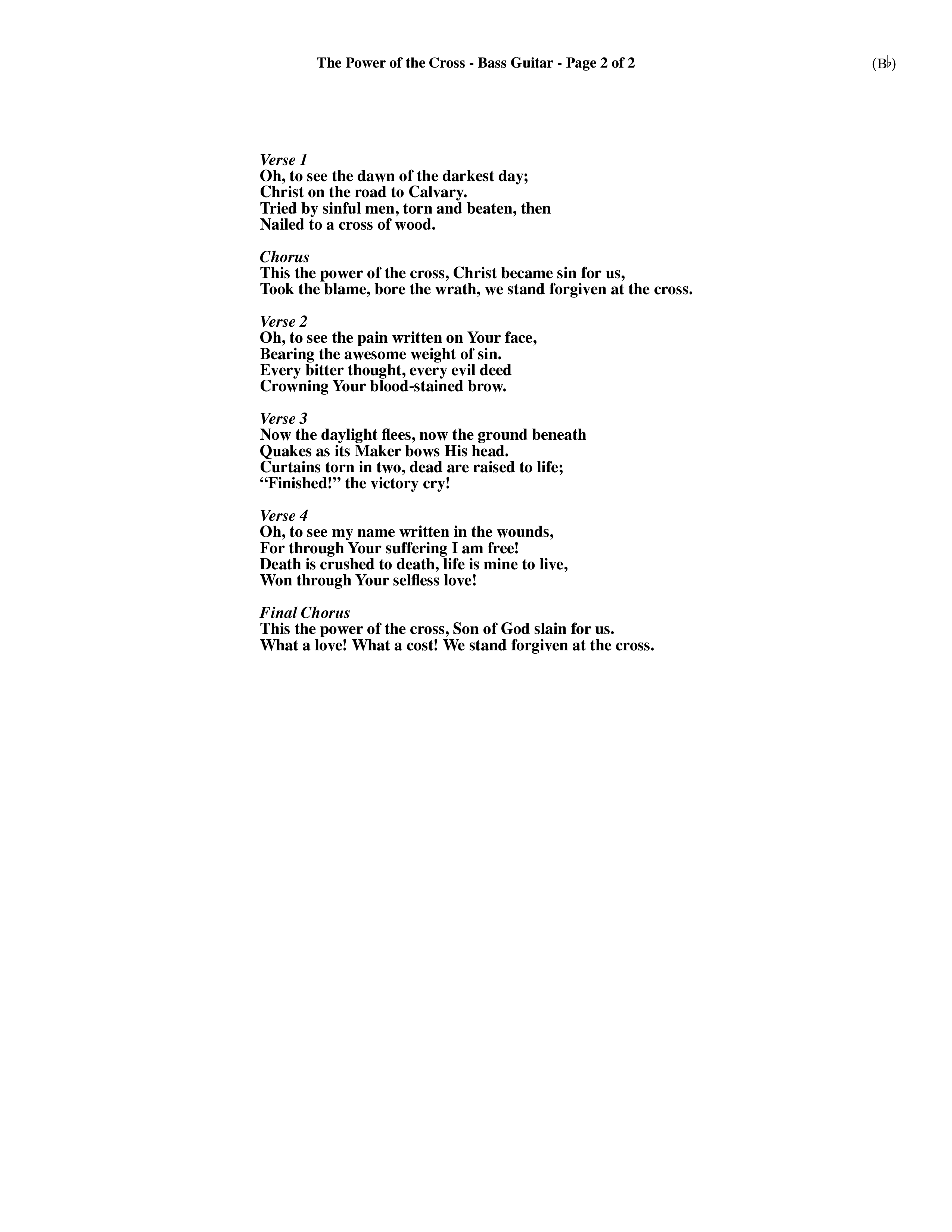 The Power Of The Cross (Choral Anthem SATB) Guitar (Word Music Choral / Orch. David Winkler)