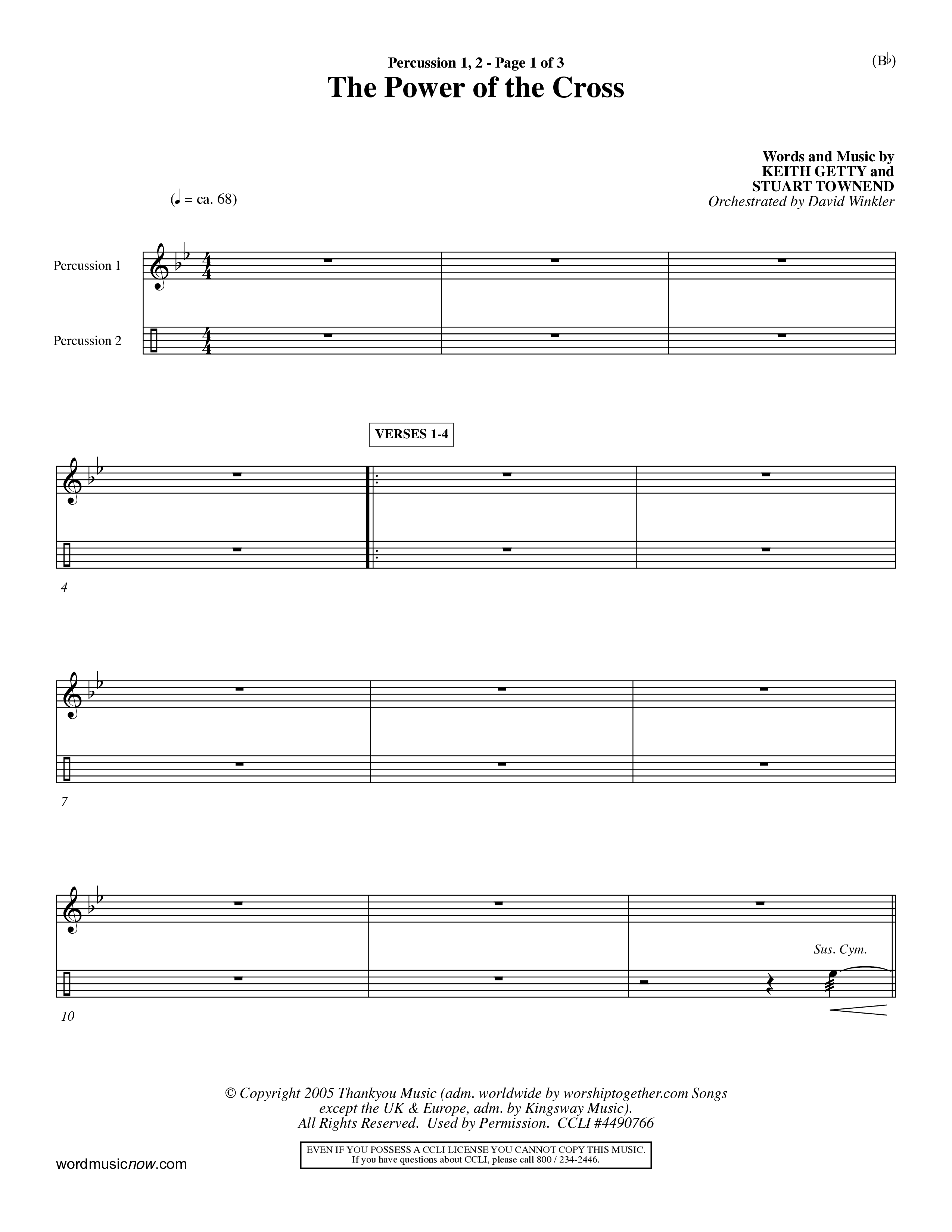 The Power Of The Cross (Choral Anthem SATB) Percussion 1/2 (Word Music Choral / Orch. David Winkler)