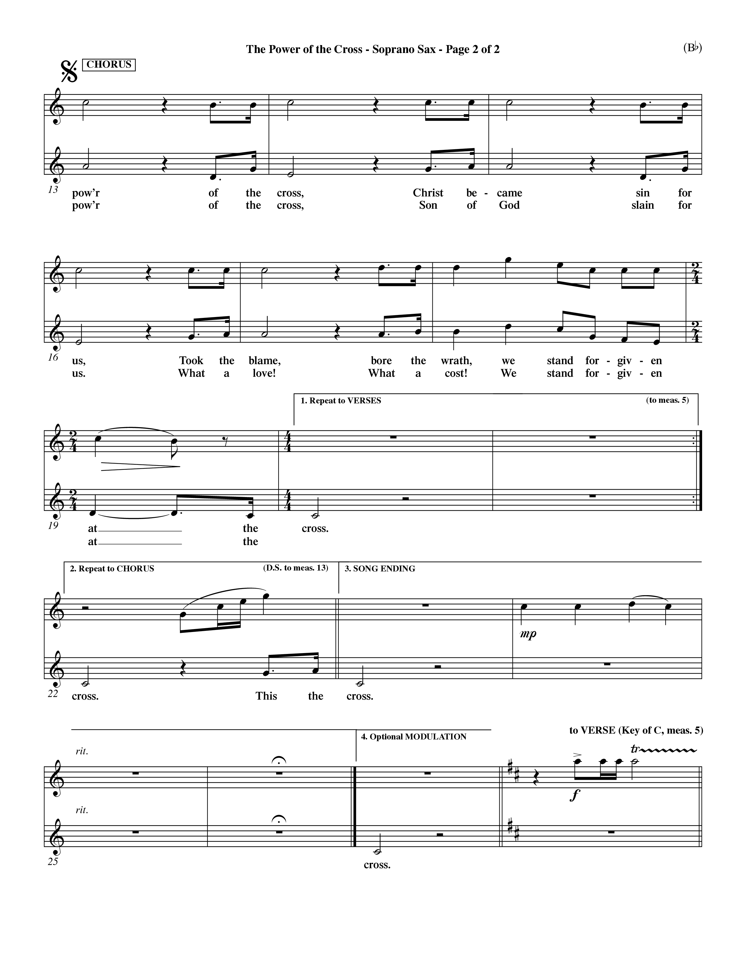 The Power Of The Cross (Choral Anthem SATB) Saxophone (Word Music Choral / Orch. David Winkler)