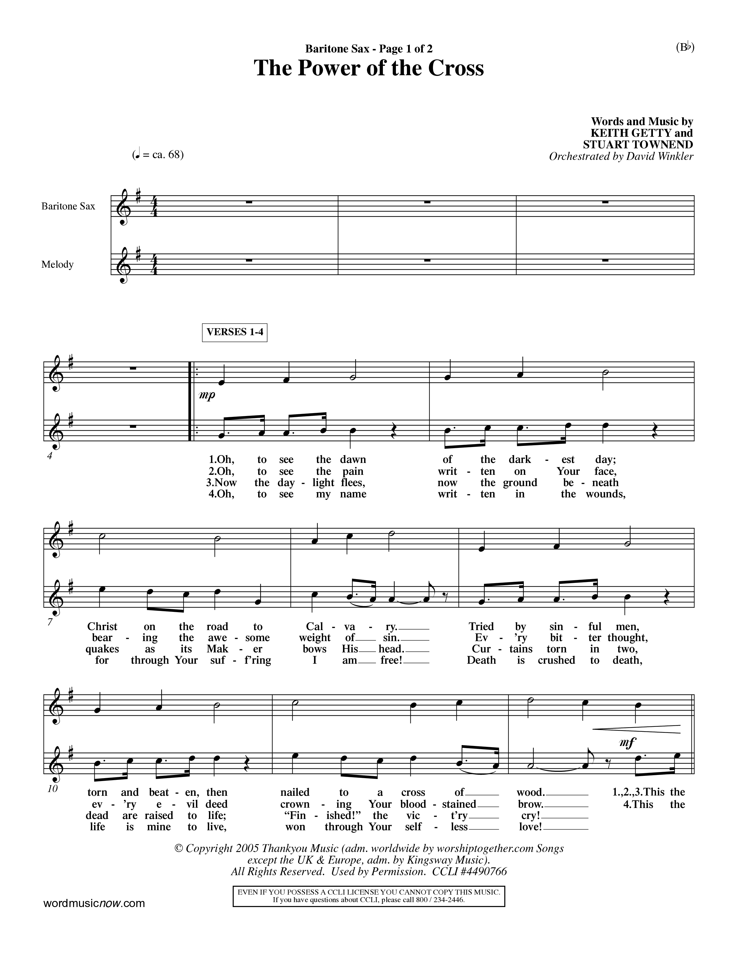 The Power Of The Cross (Choral Anthem SATB) Saxophone (Word Music Choral / Orch. David Winkler)