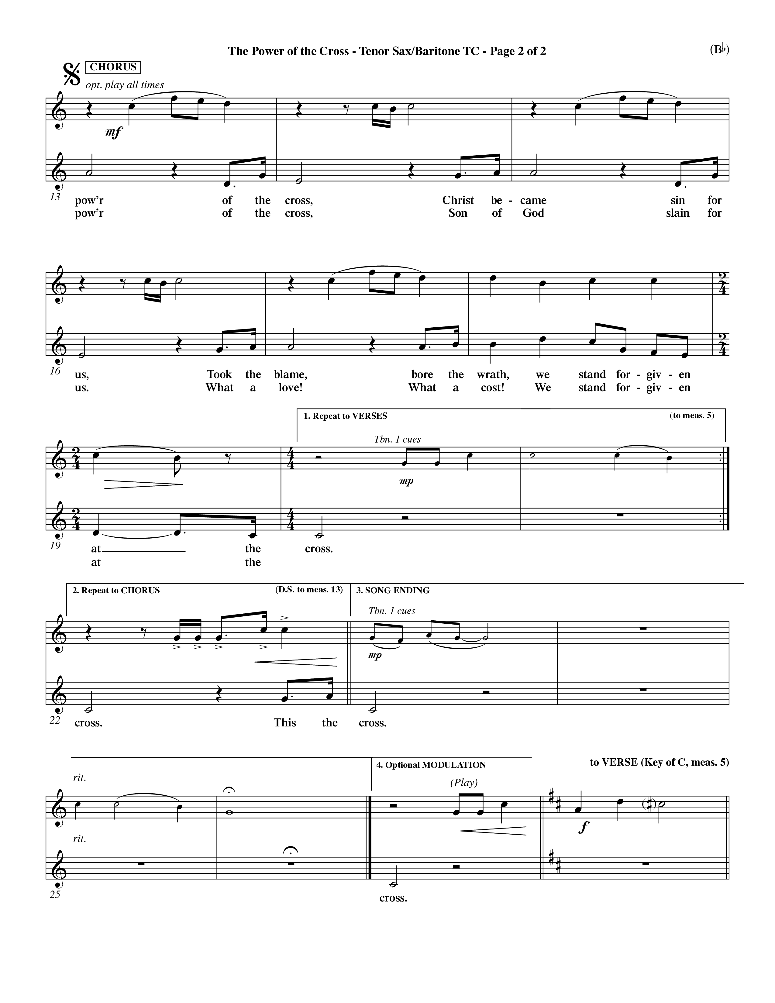 The Power Of The Cross (Choral Anthem SATB) Tenor Sax/Baritone T.C. (Word Music Choral / Orch. David Winkler)
