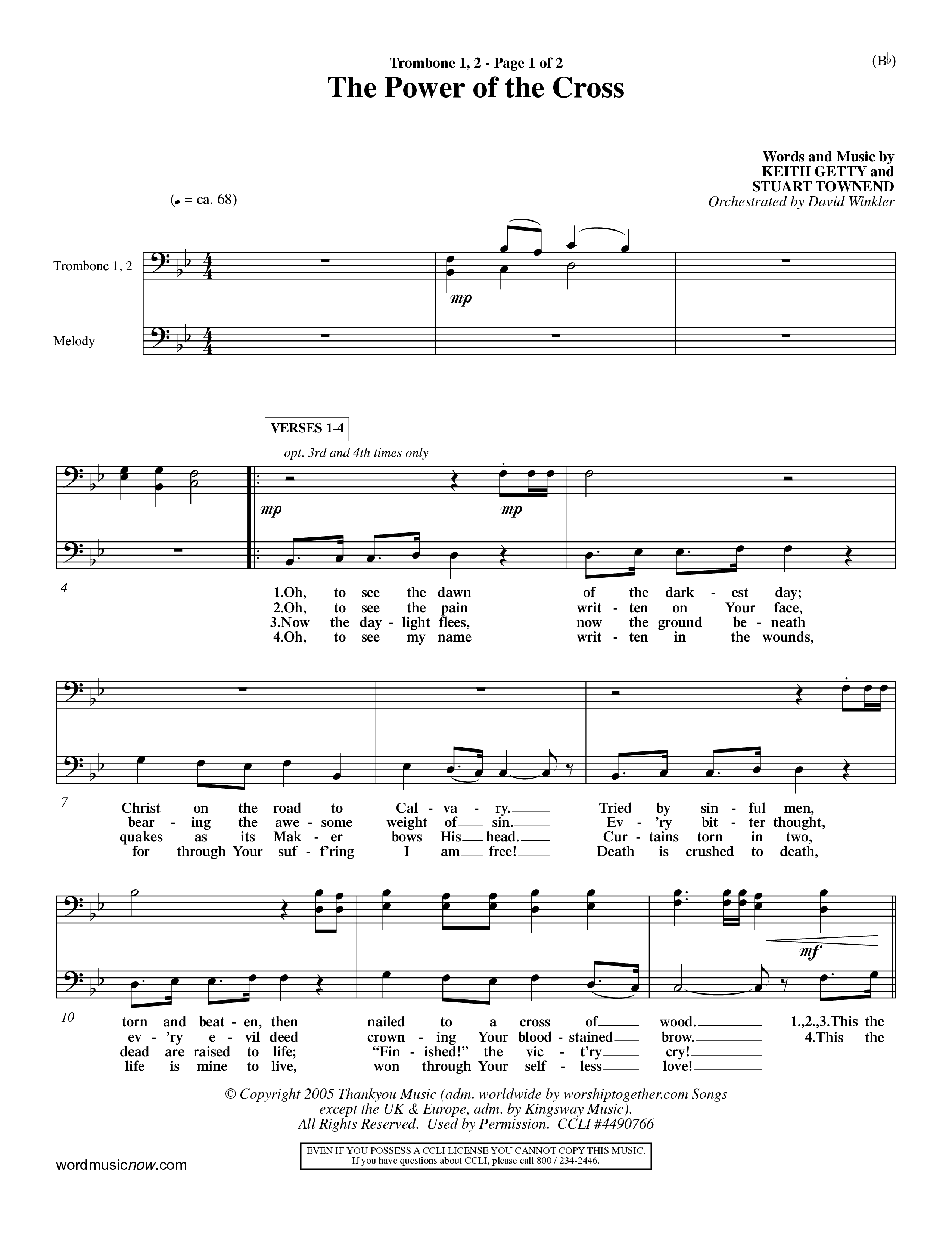 The Power Of The Cross (Choral Anthem SATB) Trombone 1/2 (Word Music Choral / Orch. David Winkler)