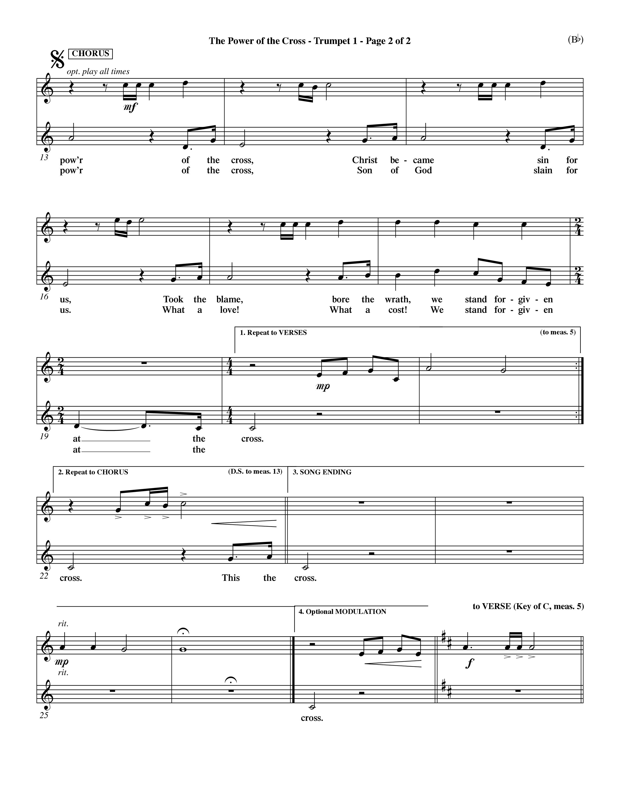 The Power Of The Cross (Choral Anthem SATB) Trumpet 1 (Word Music Choral / Orch. David Winkler)