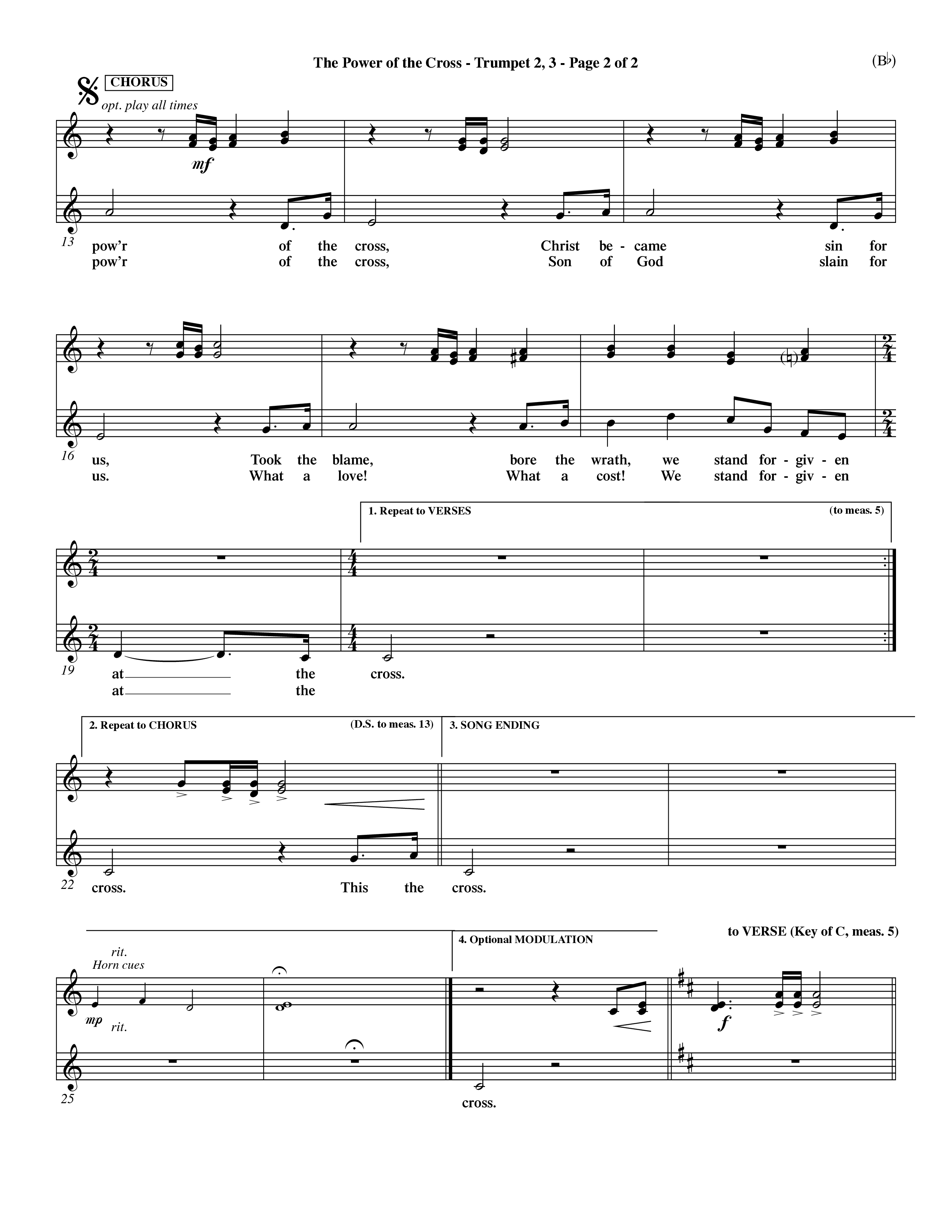 The Power Of The Cross (Choral Anthem SATB) Trumpet 2/3 (Word Music Choral / Orch. David Winkler)