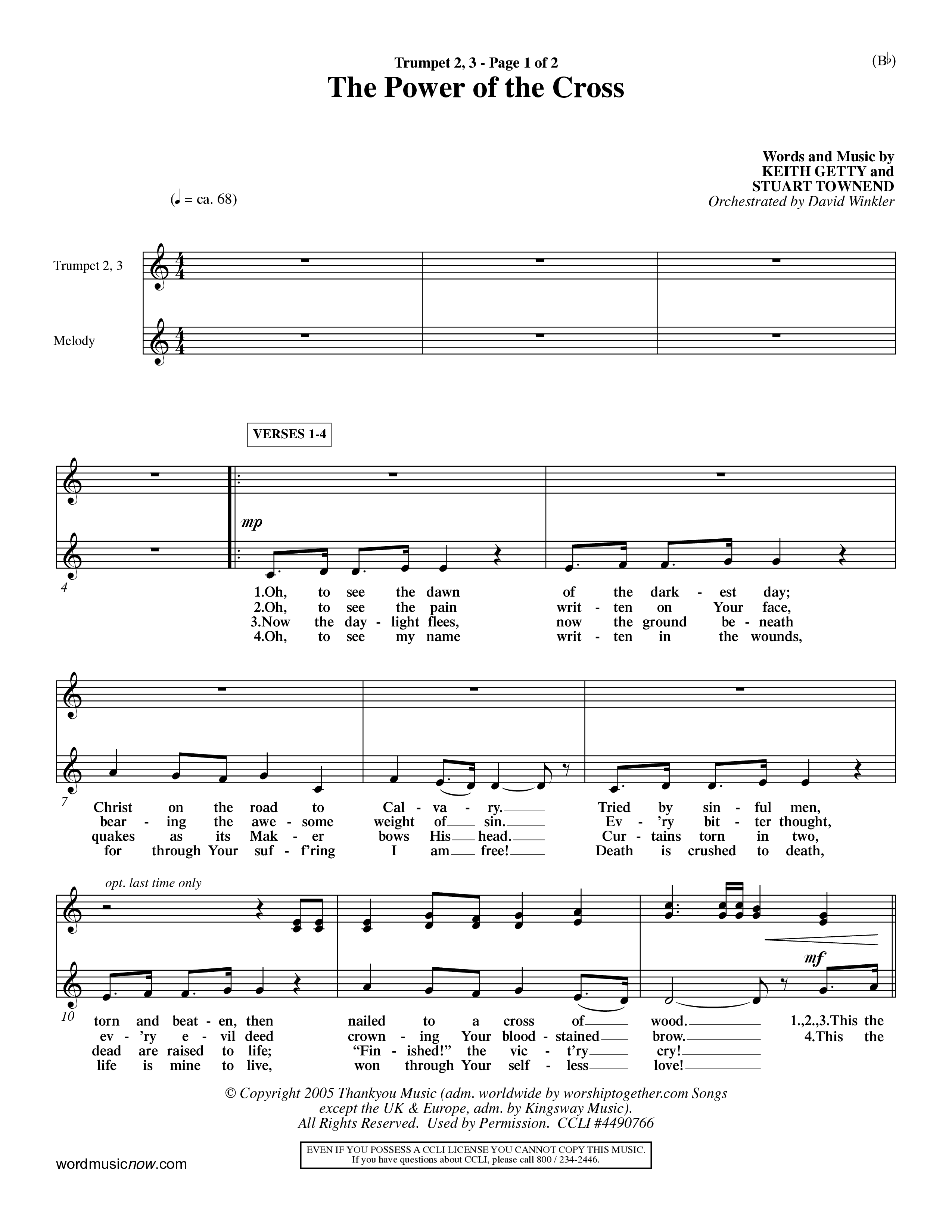 The Power Of The Cross (Choral Anthem SATB) Trumpet 2/3 (Word Music Choral / Orch. David Winkler)
