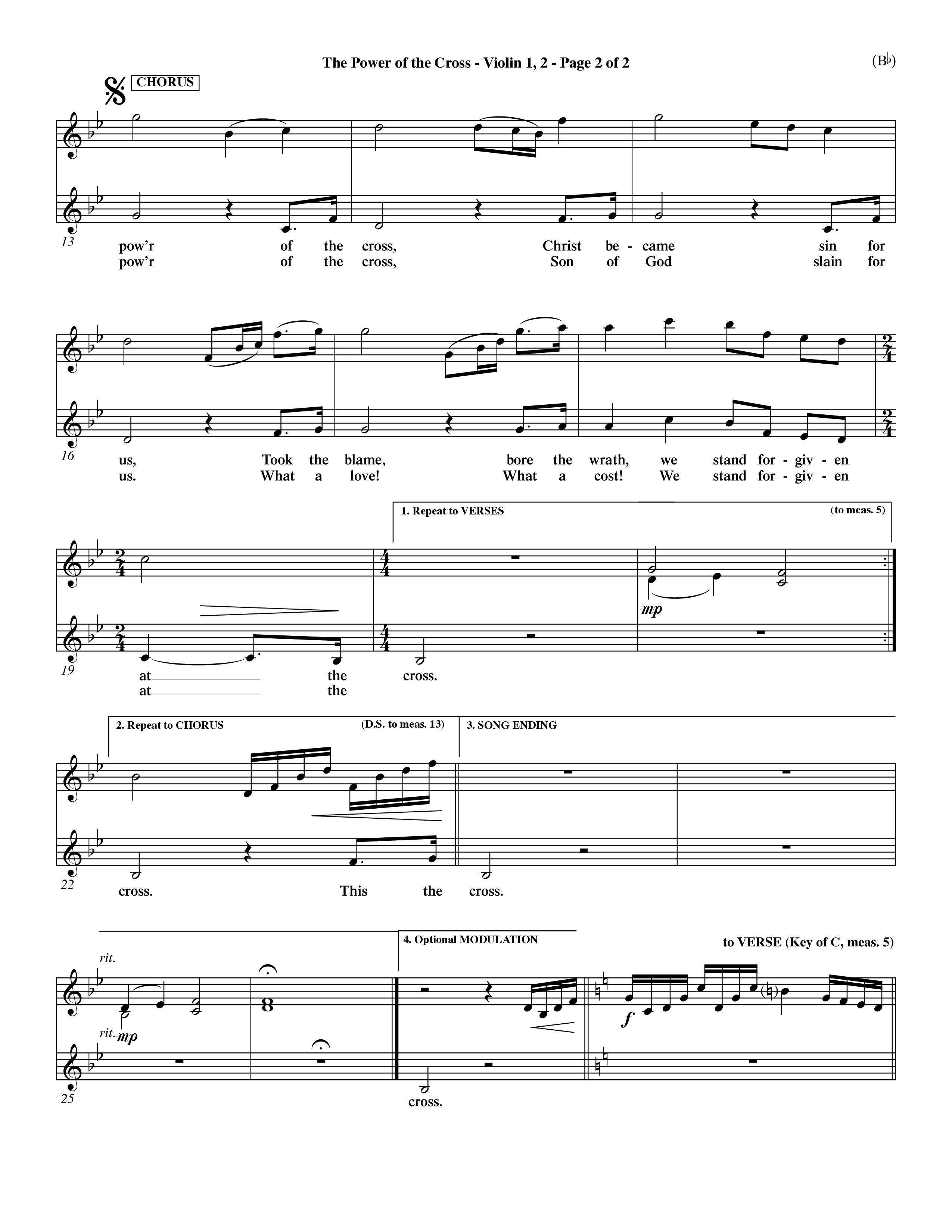 The Power Of The Cross (Choral Anthem SATB) Violin 1/2 (Word Music Choral / Orch. David Winkler)