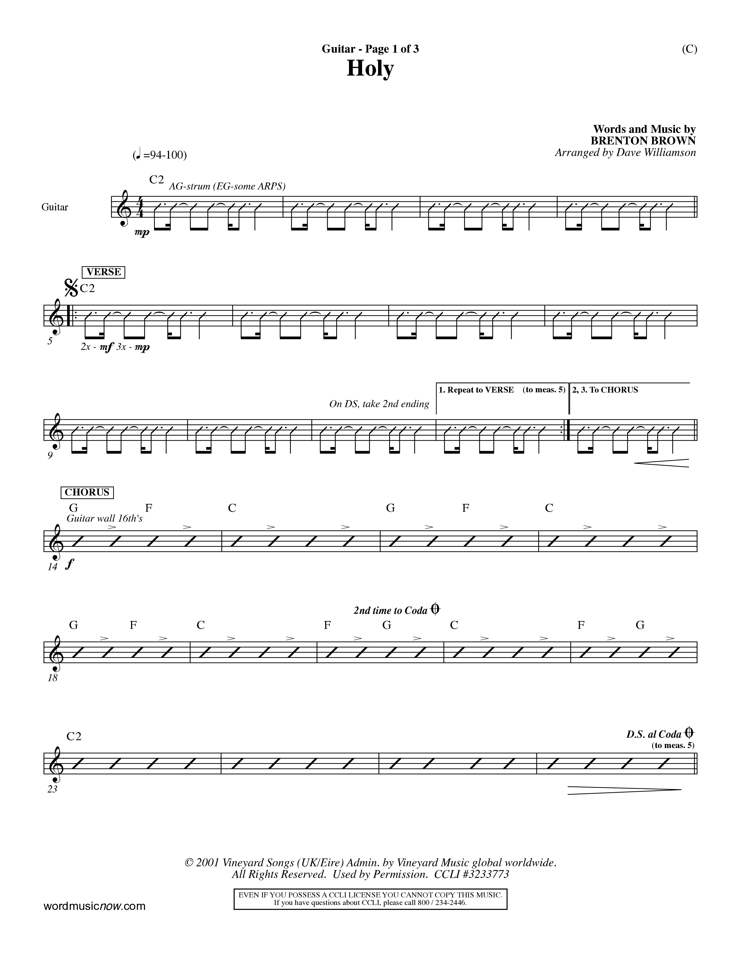 Holy (Choral Anthem SATB) Acoustic Guitar (Word Music Choral / Arr. Dave Williamson)