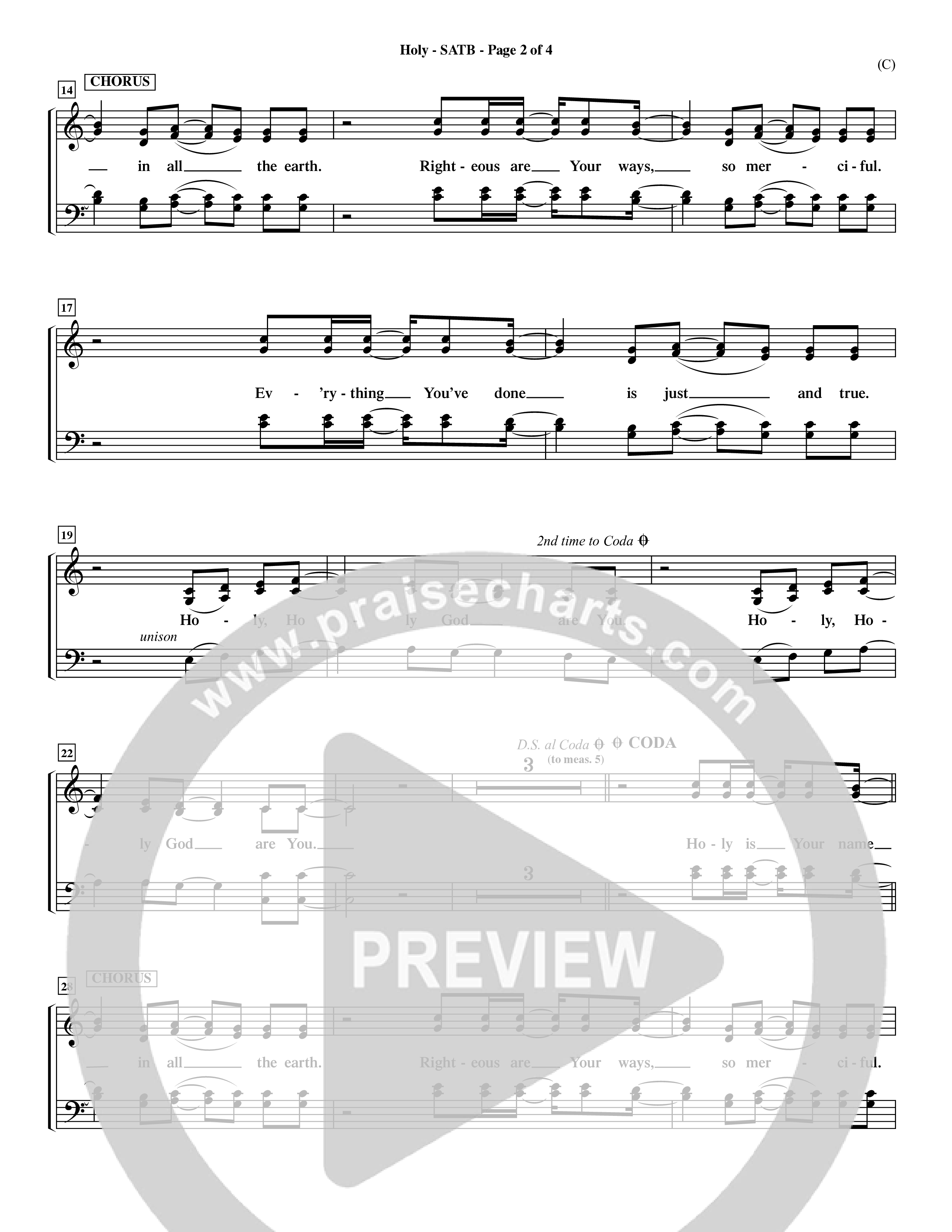 Holy (Choral Anthem SATB) Choir Sheet (SATB) (Word Music Choral / Arr. Dave Williamson)