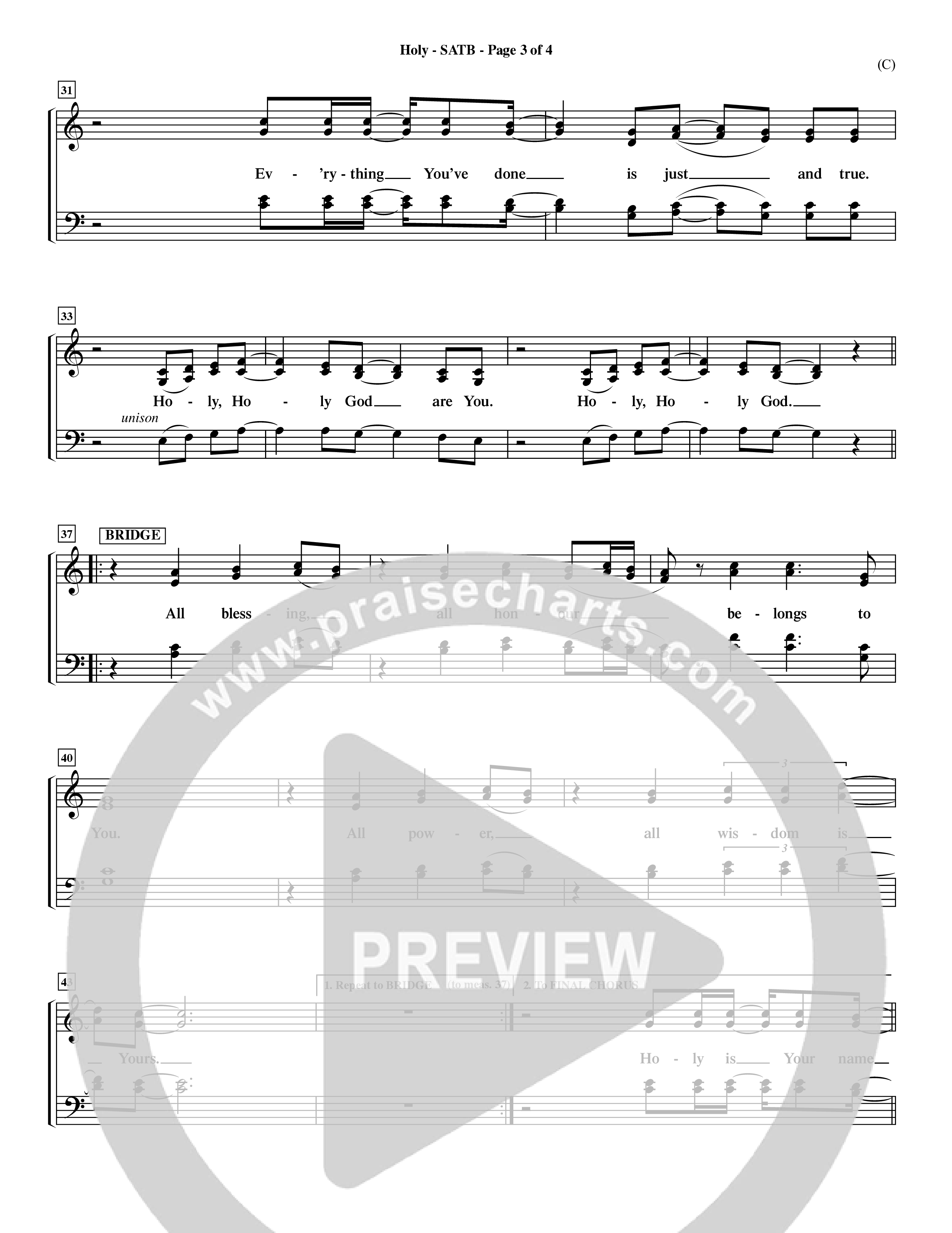 Holy (Choral Anthem SATB) Choir Sheet (SATB) (Word Music Choral / Arr. Dave Williamson)