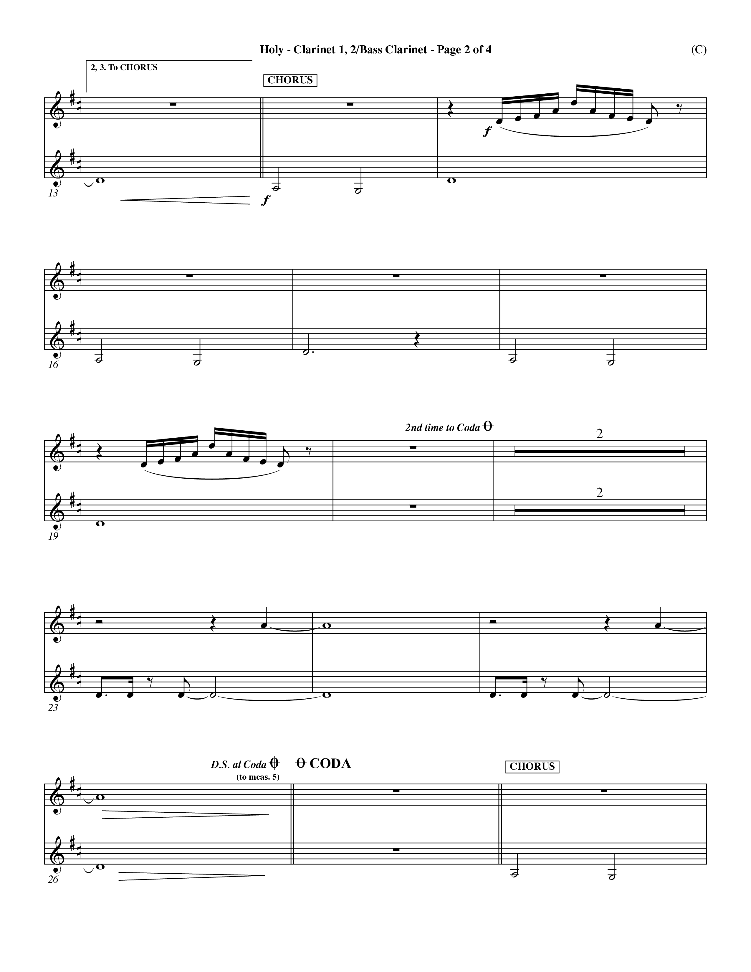 Holy (Choral Anthem SATB) Clarinet 1/2, Bass Clarinet (Word Music Choral / Arr. Dave Williamson)