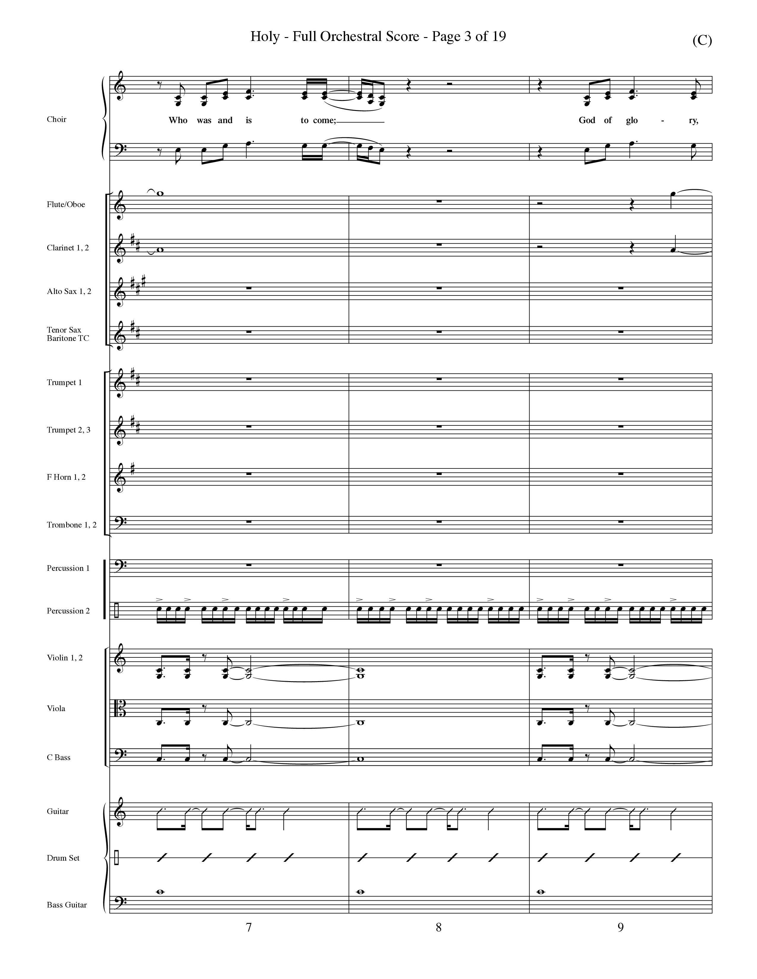 Holy (Choral Anthem SATB) Orchestration (Word Music Choral / Arr. Dave Williamson)