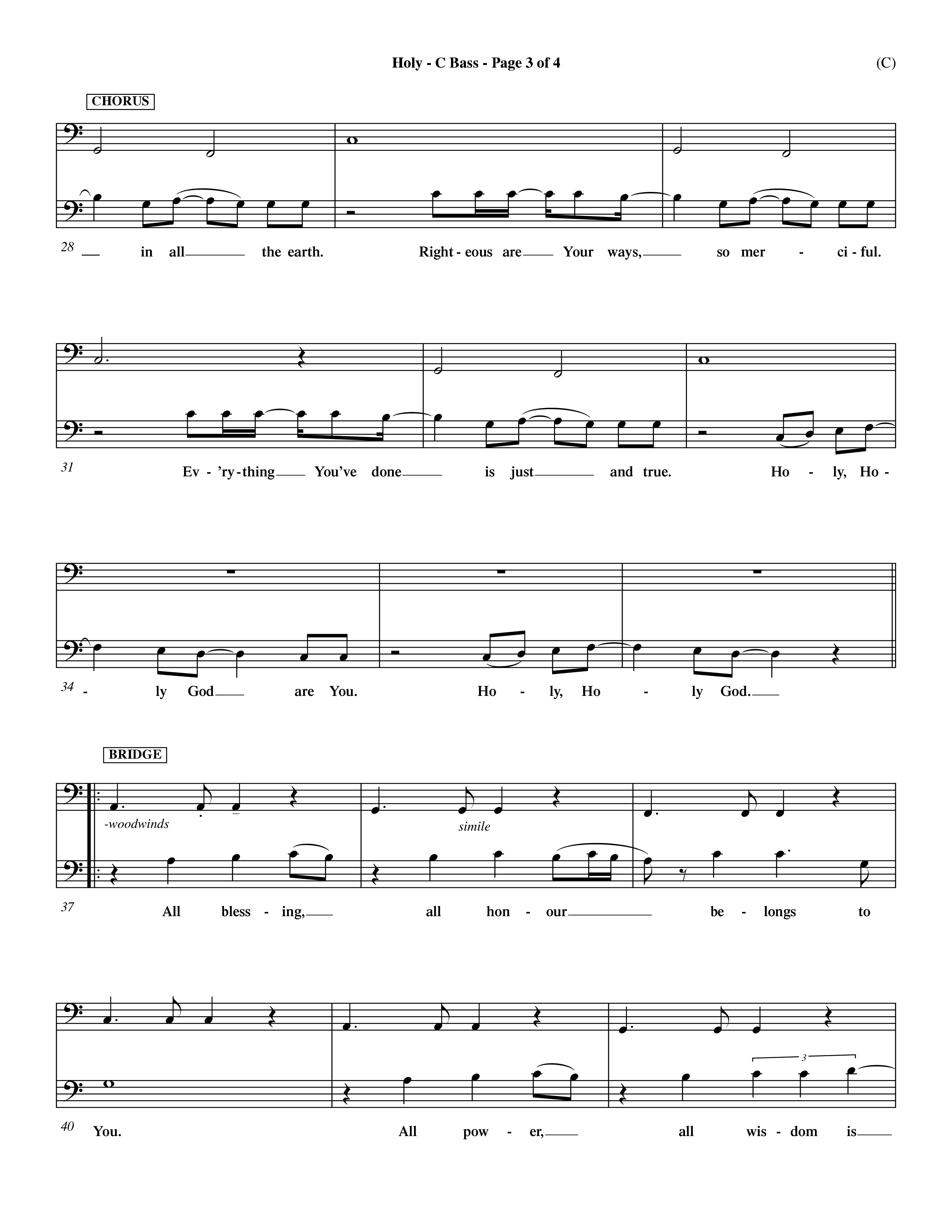 Holy (Choral Anthem SATB) Contrabass (Word Music Choral / Arr. Dave Williamson)