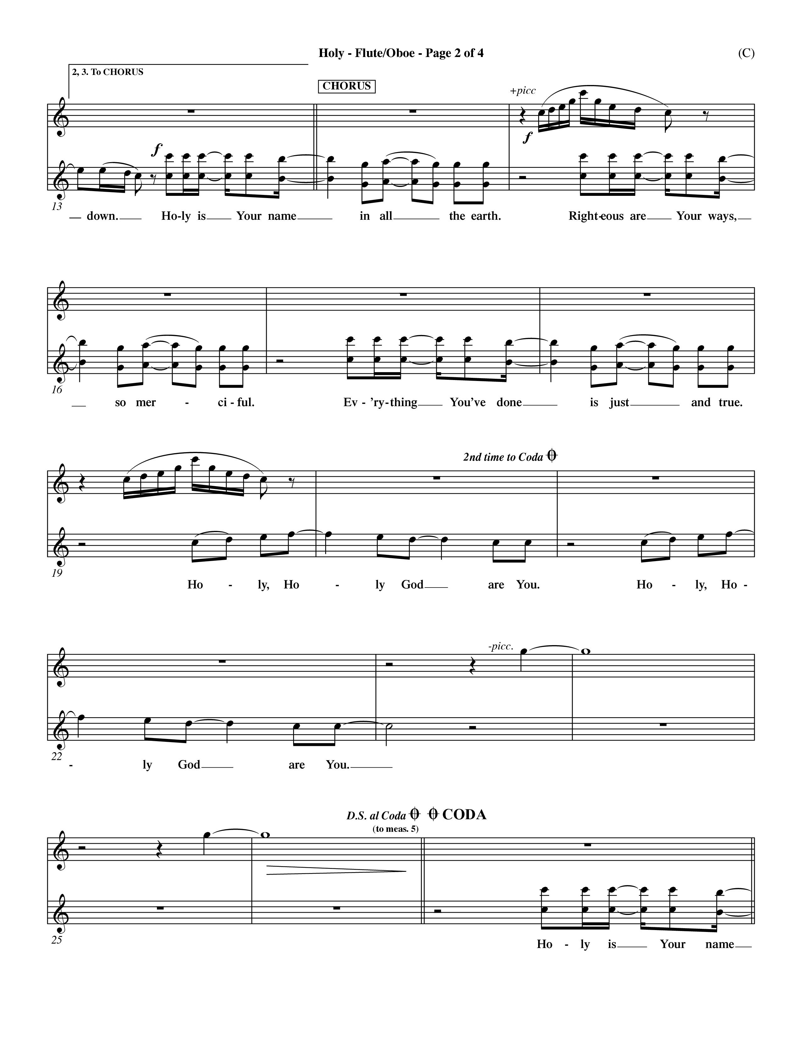 Holy (Choral Anthem SATB) Flute/Oboe (Word Music Choral / Arr. Dave Williamson)