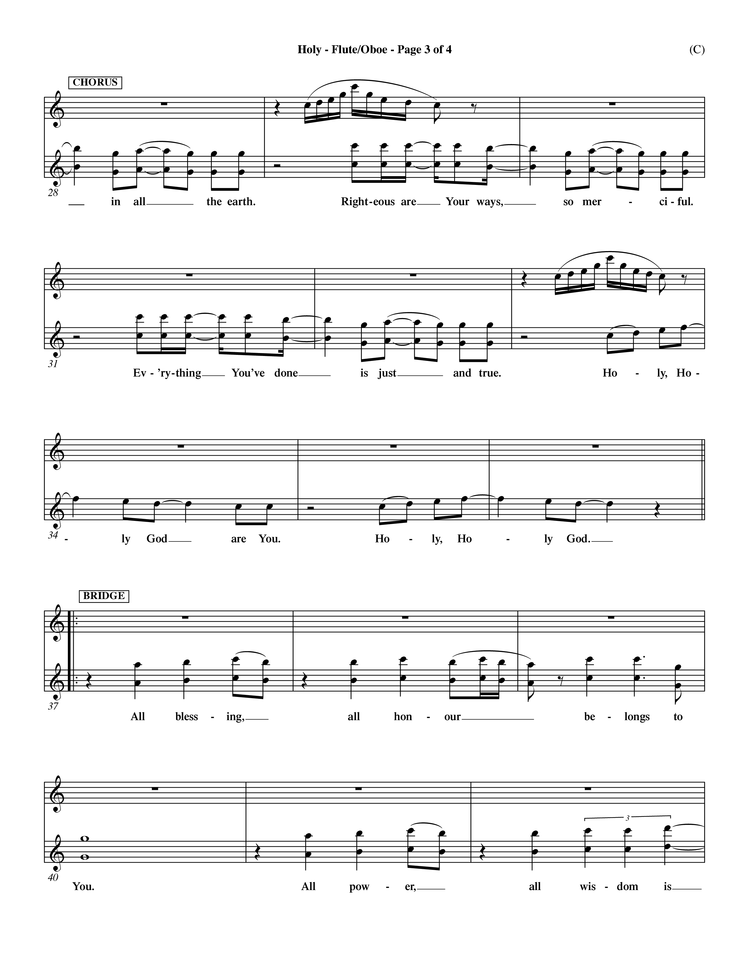 Holy (Choral Anthem SATB) Flute/Oboe (Word Music Choral / Arr. Dave Williamson)
