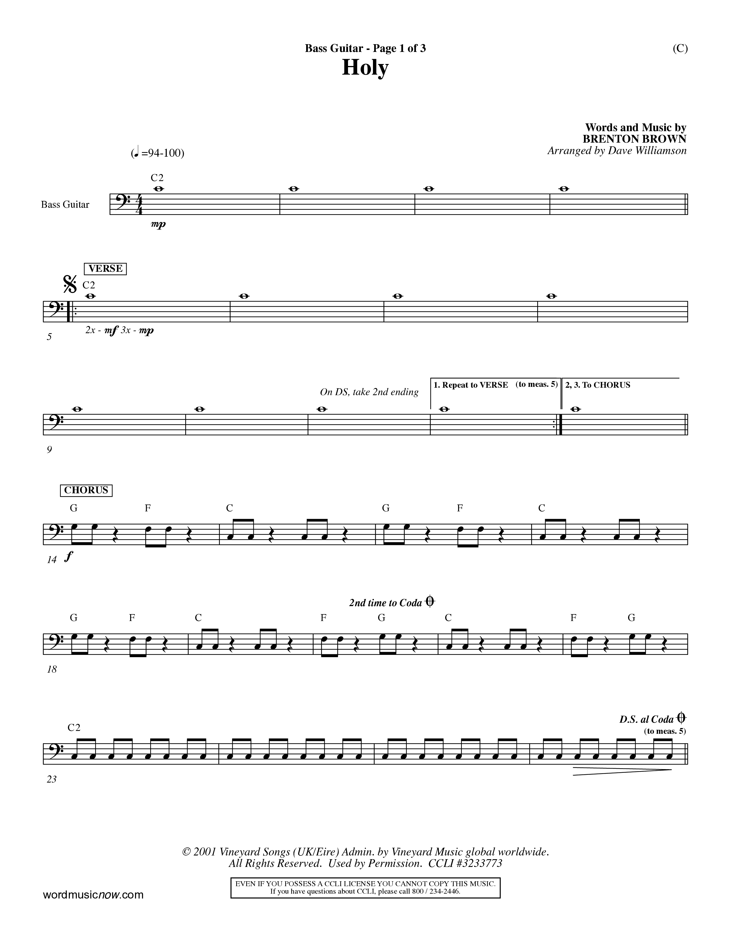 Holy (Choral Anthem SATB) Guitar (Word Music Choral / Arr. Dave Williamson)