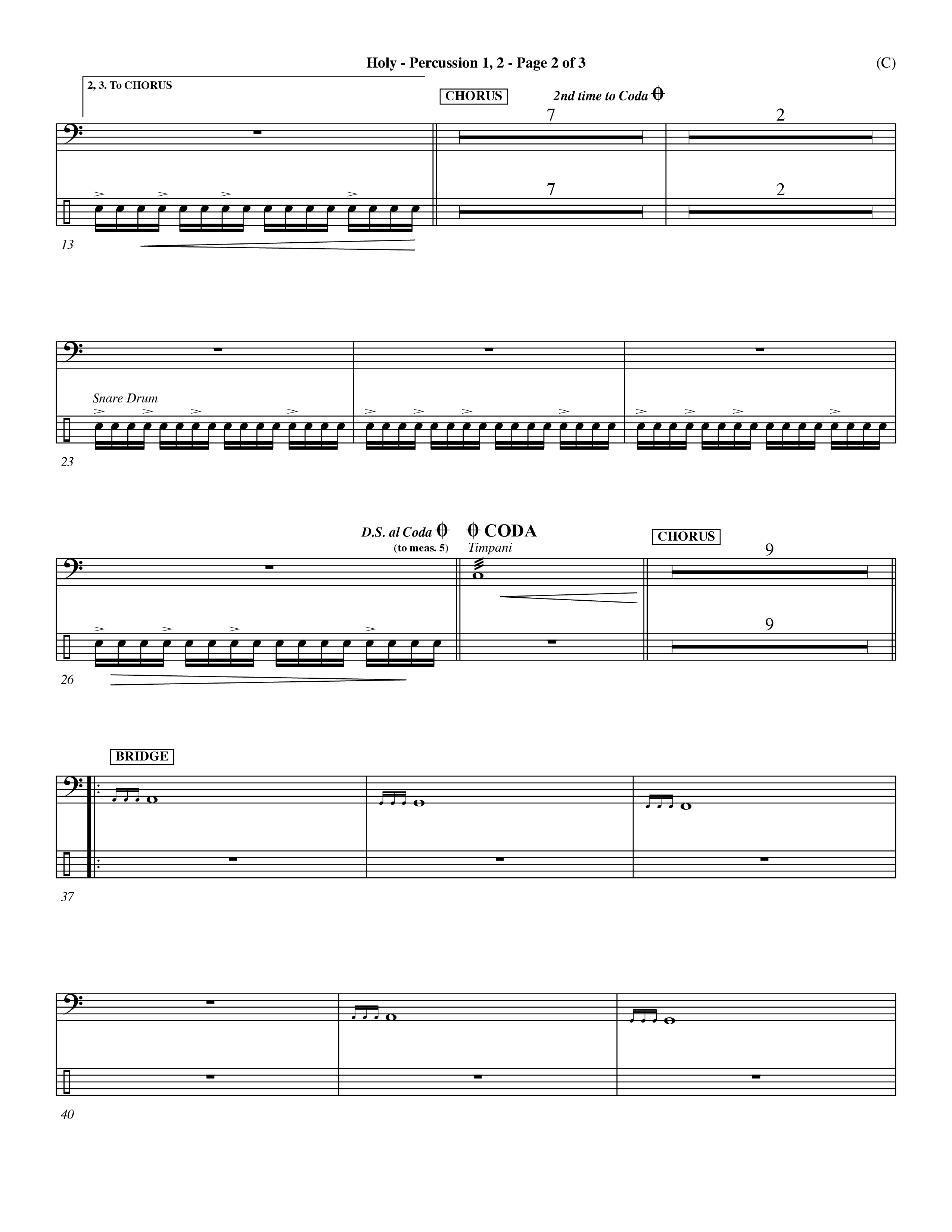 Holy (Choral Anthem SATB) Percussion 1/2 (Word Music Choral / Arr. Dave Williamson)