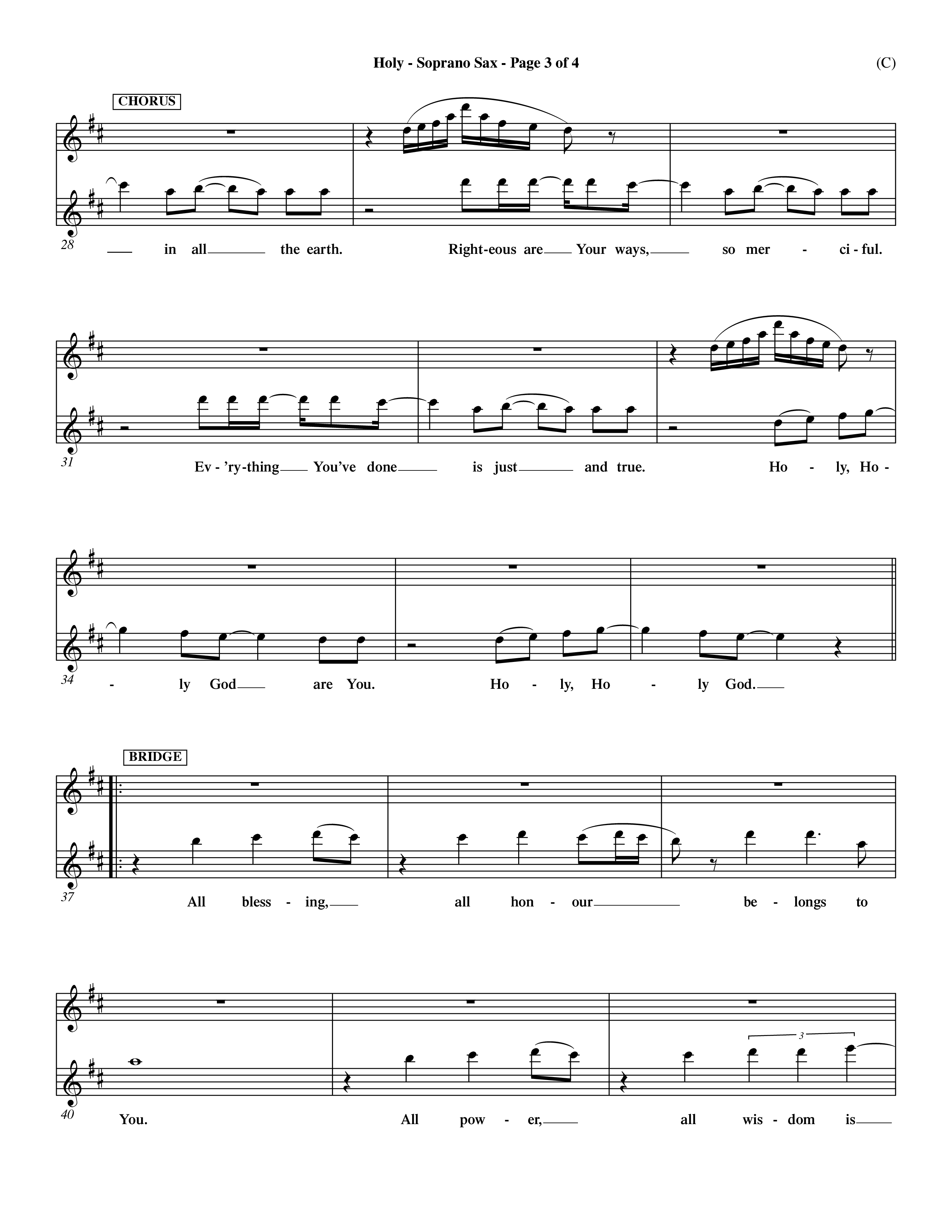 Holy (Choral Anthem SATB) Saxophone (Word Music Choral / Arr. Dave Williamson)