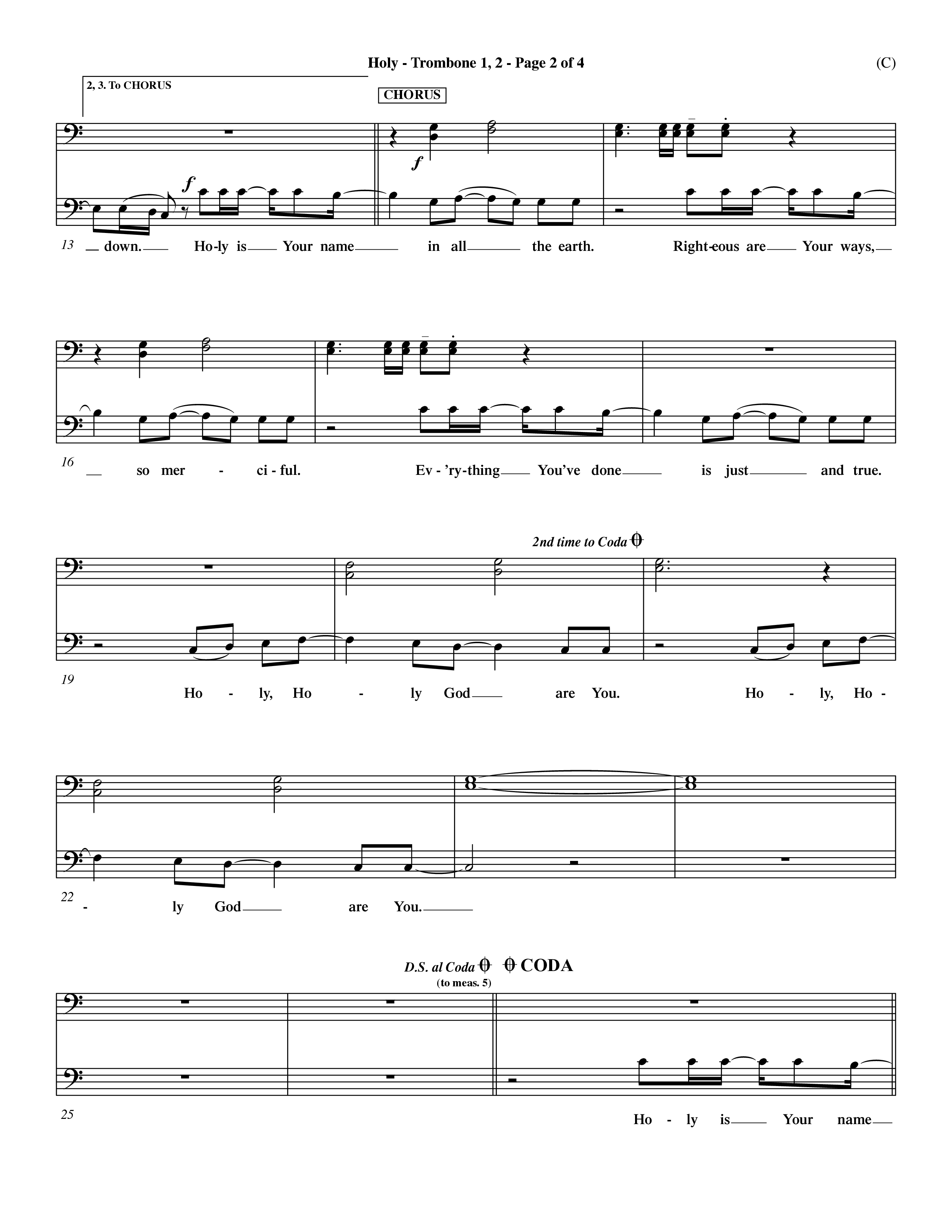 Holy (Choral Anthem SATB) Trombone 1/2 (Word Music Choral / Arr. Dave Williamson)