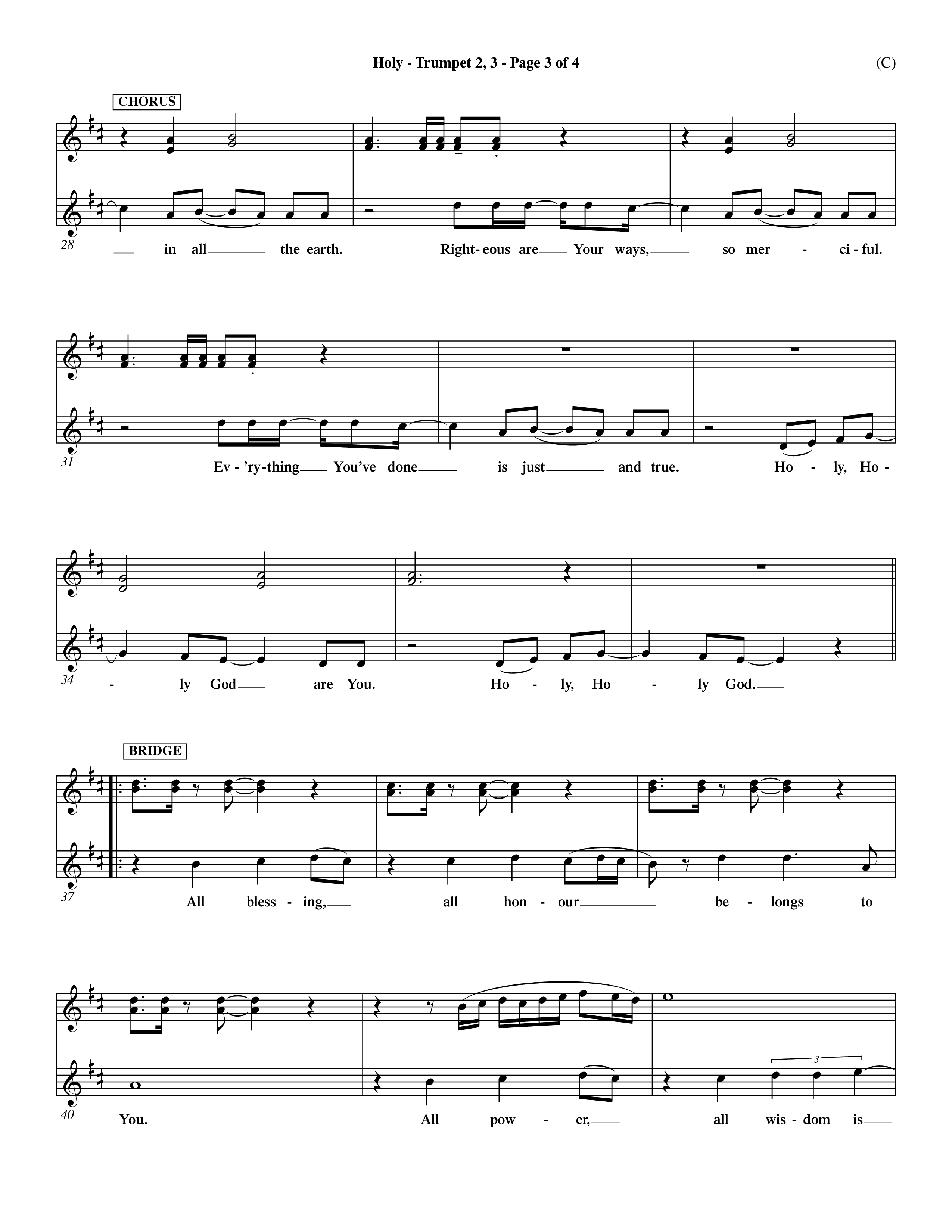 Holy (Choral Anthem SATB) Trumpet 2/3 (Word Music Choral / Arr. Dave Williamson)