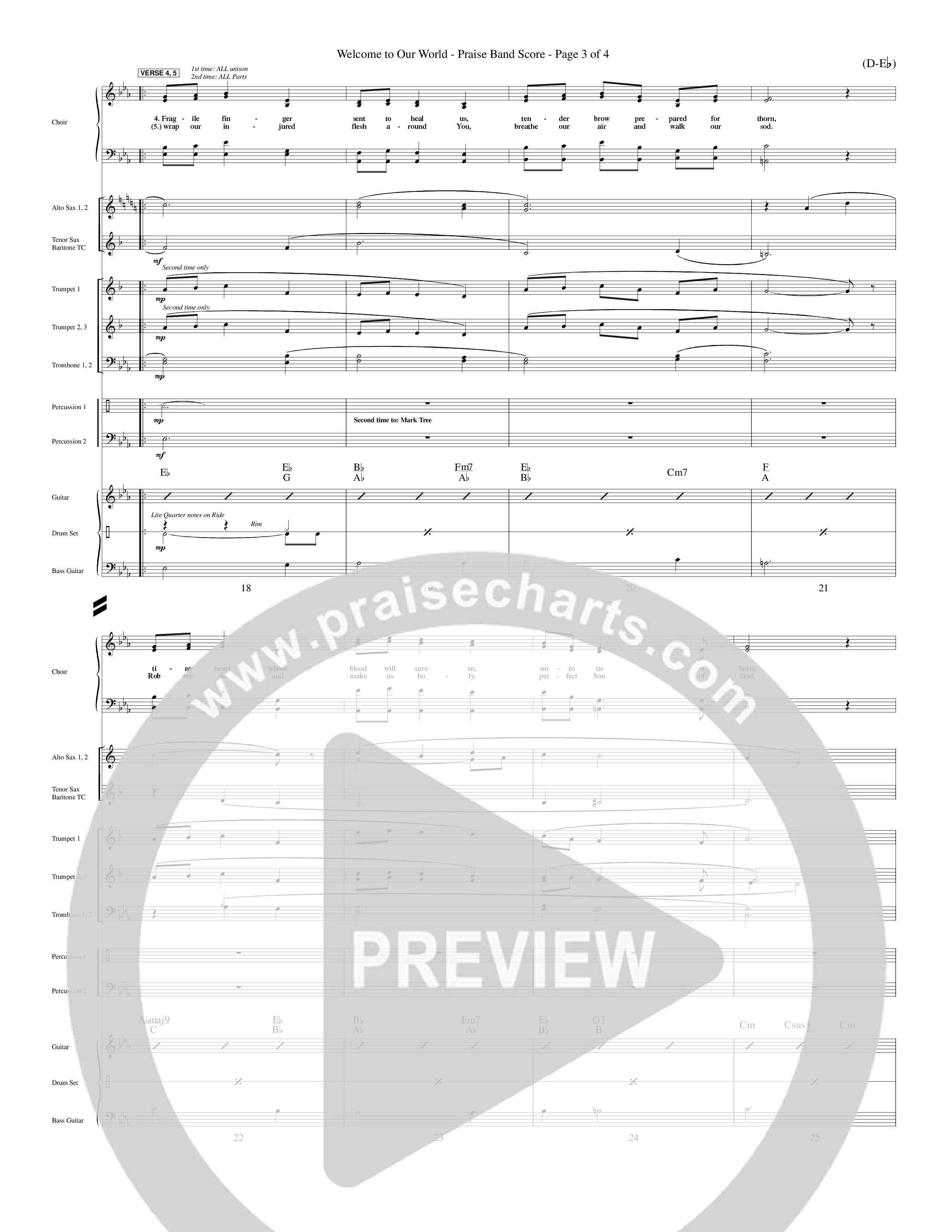 Welcome To Our World (Choral Anthem SATB) PraiseBand (incl. Brass) (Word Music Choral / Orch. Jim Gray)