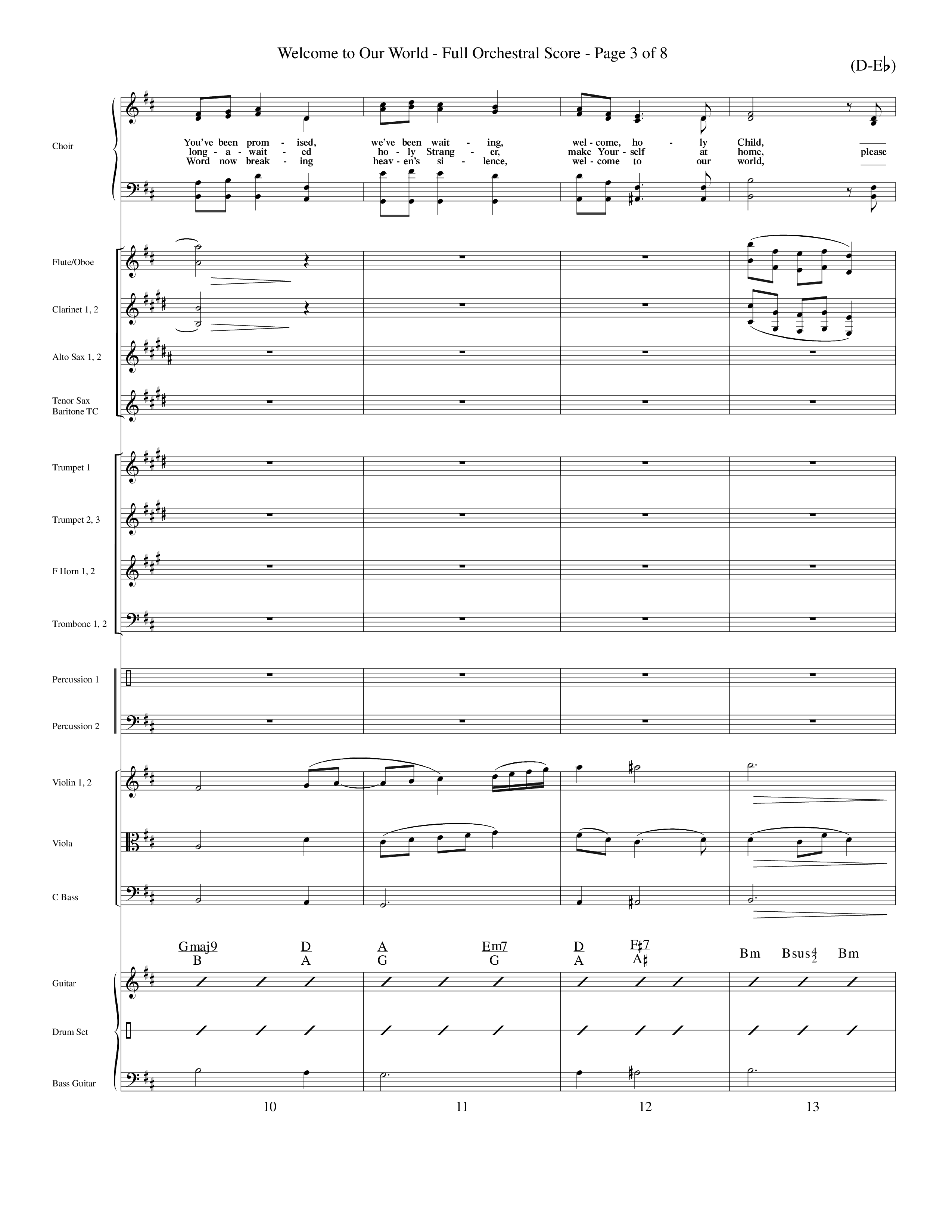 Welcome To Our World (Choral Anthem SATB) Orchestration (Word Music Choral / Orch. Jim Gray)