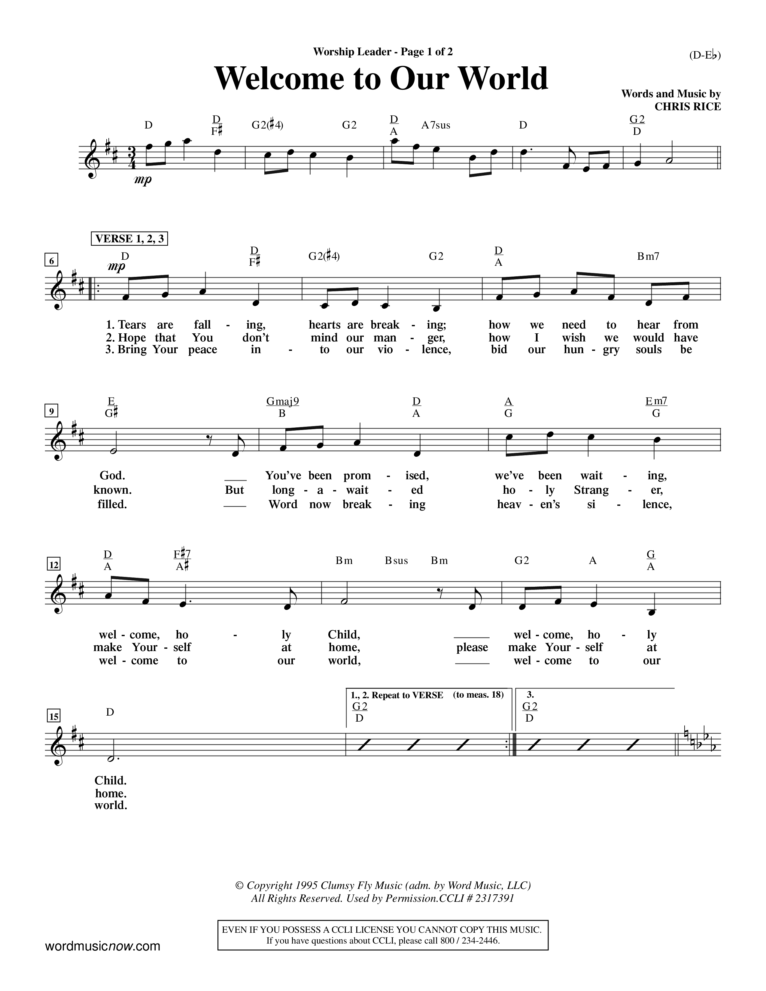 Welcome To Our World (Choral Anthem SATB) Rhythm Pack (Word Music Choral / Orch. Jim Gray)