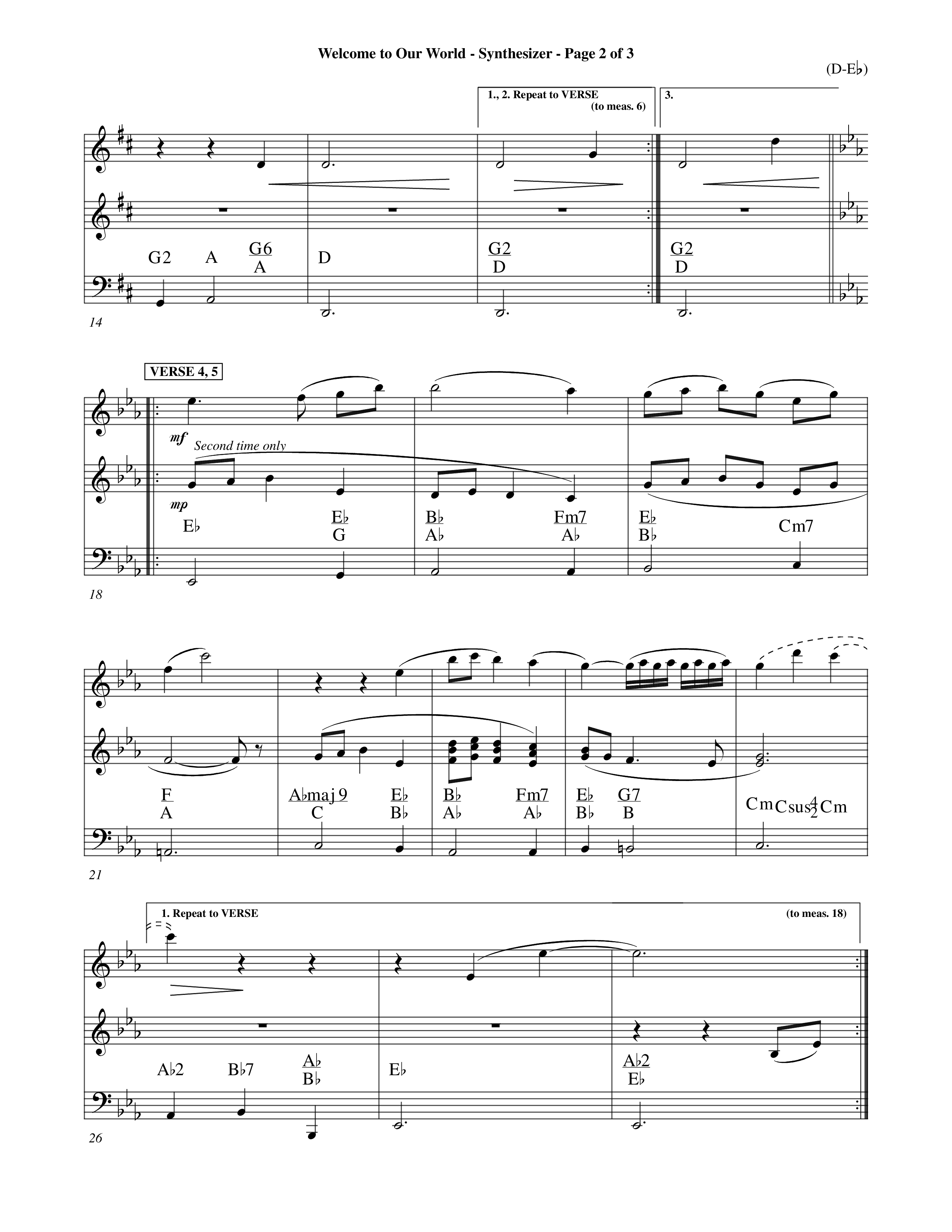 Welcome To Our World (Choral Anthem SATB) Synth (Word Music Choral / Orch. Jim Gray)