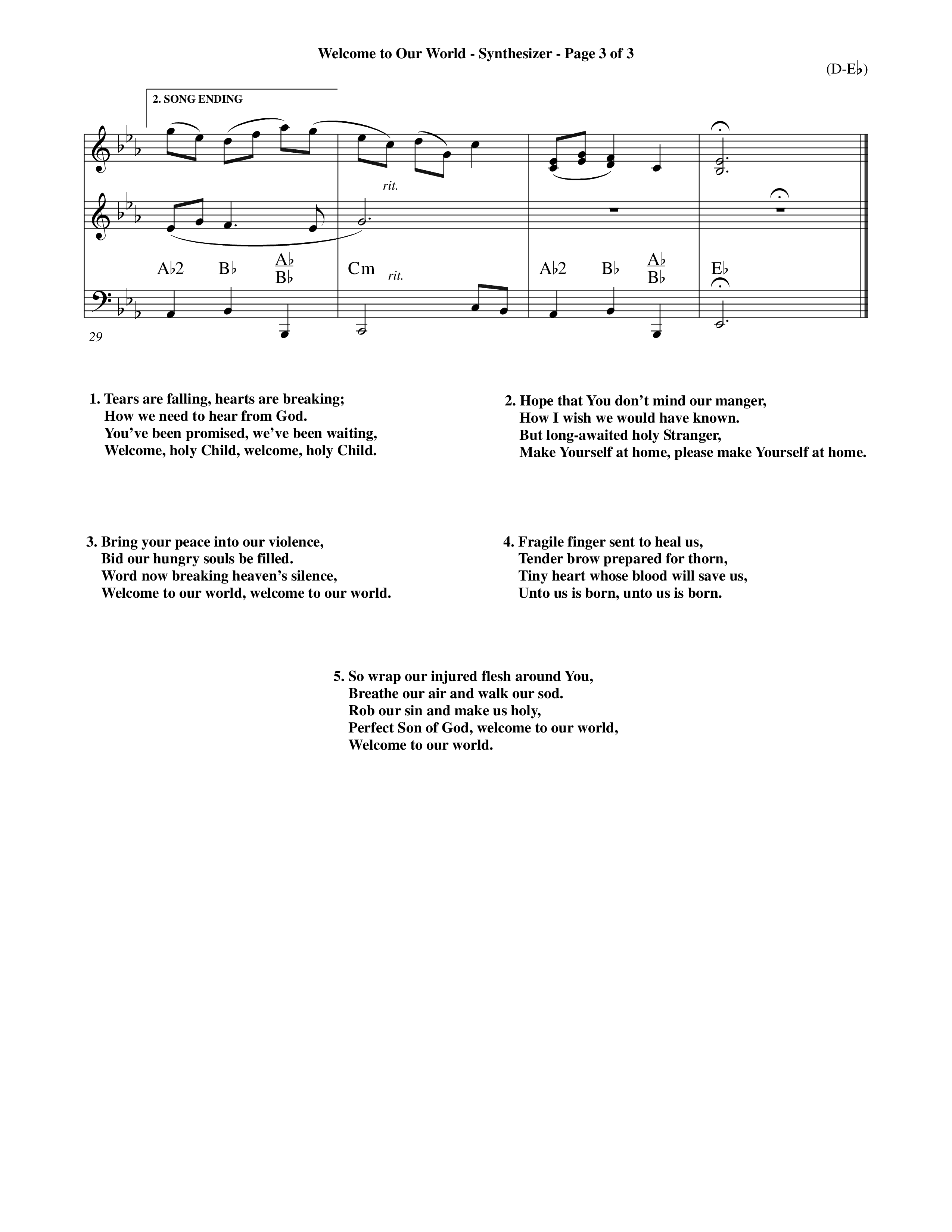 Welcome To Our World (Choral Anthem SATB) Synth (Word Music Choral / Orch. Jim Gray)
