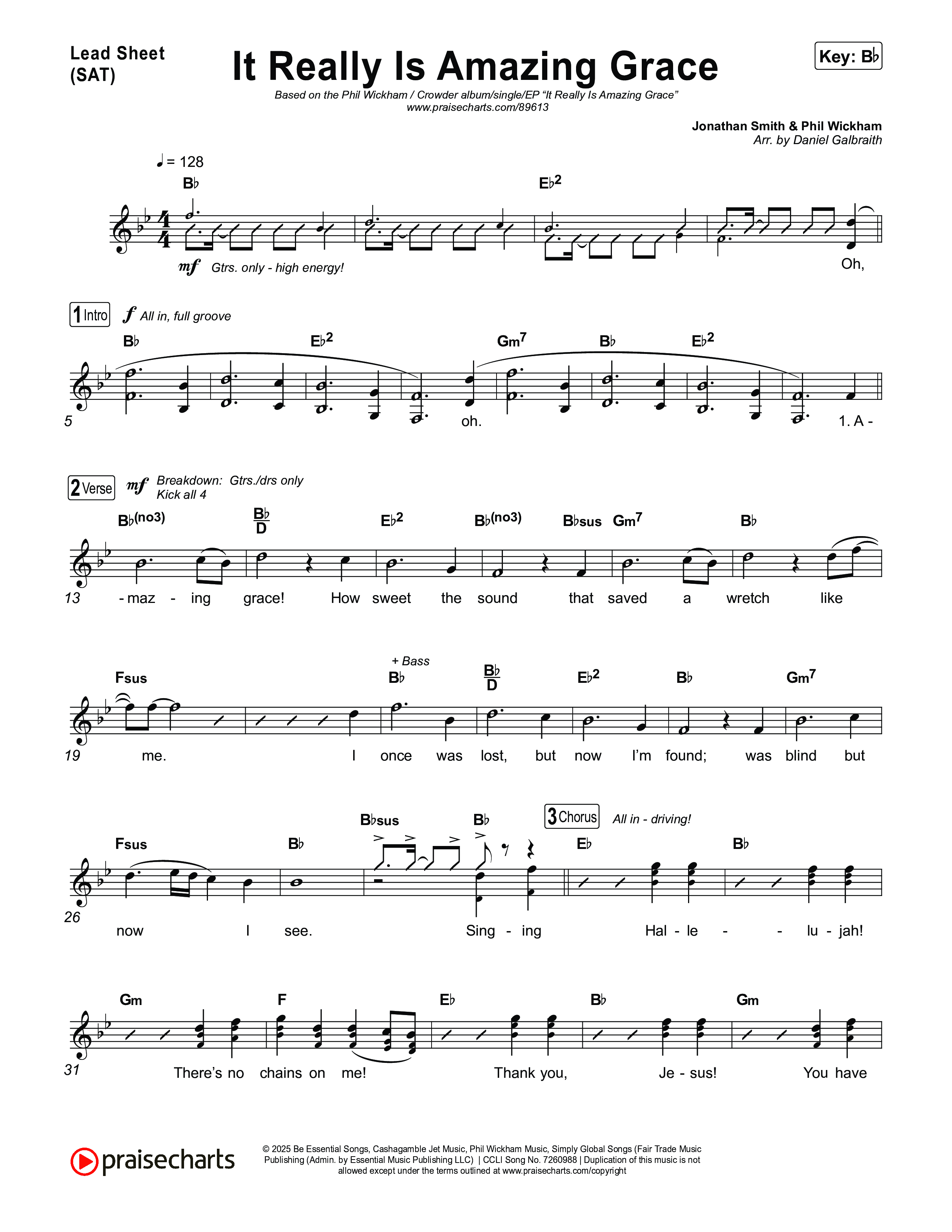 It Really Is Amazing Grace Lead Sheet (SAT) (Phil Wickham / Crowder)