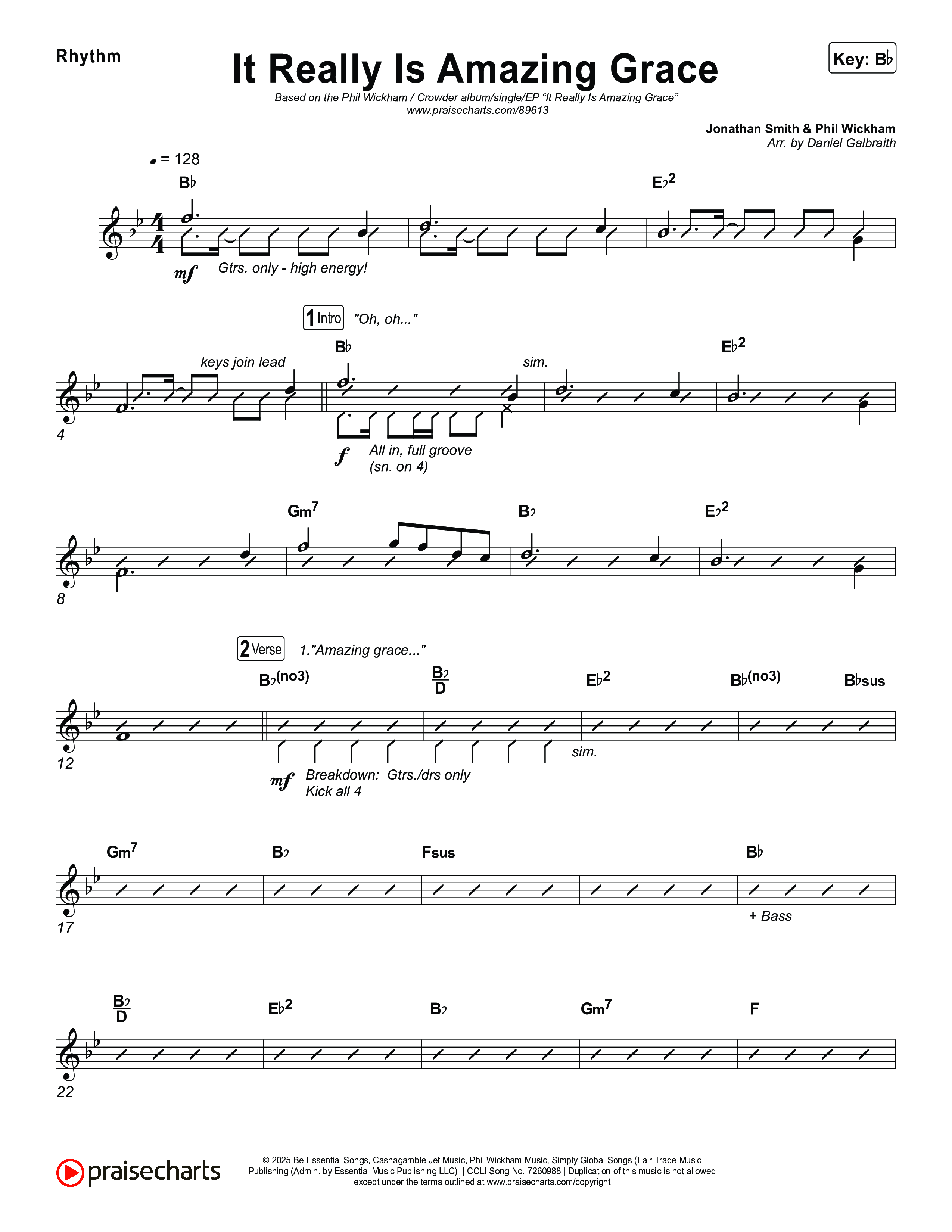 It Really Is Amazing Grace Rhythm Chart (Phil Wickham / Crowder)