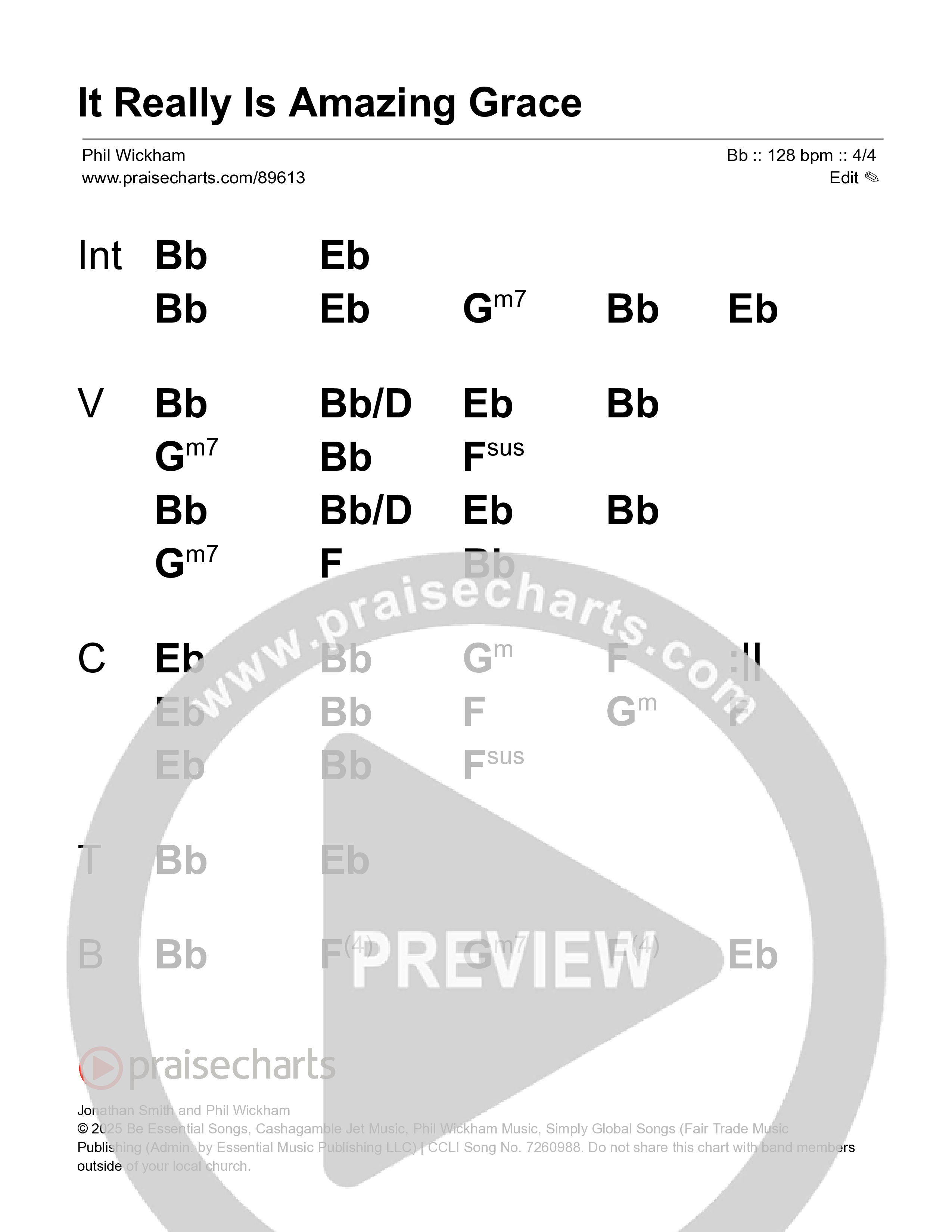 It Really Is Amazing Grace Stage Chart (Phil Wickham / Crowder)