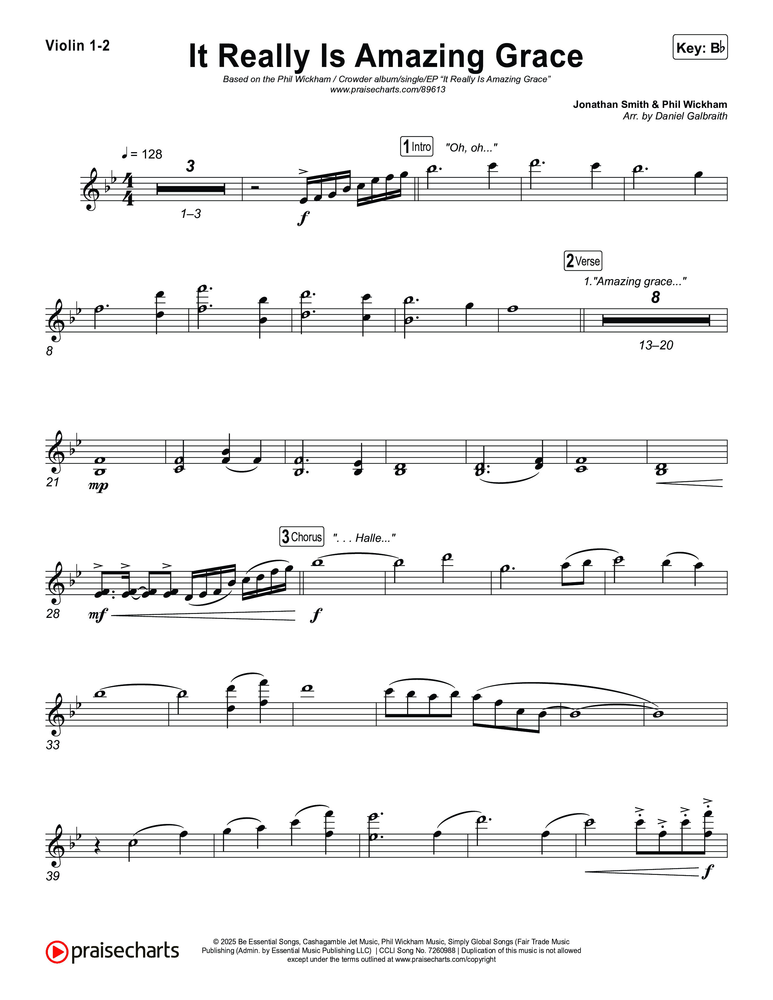 It Really Is Amazing Grace Violin 1,2 (Phil Wickham / Crowder)