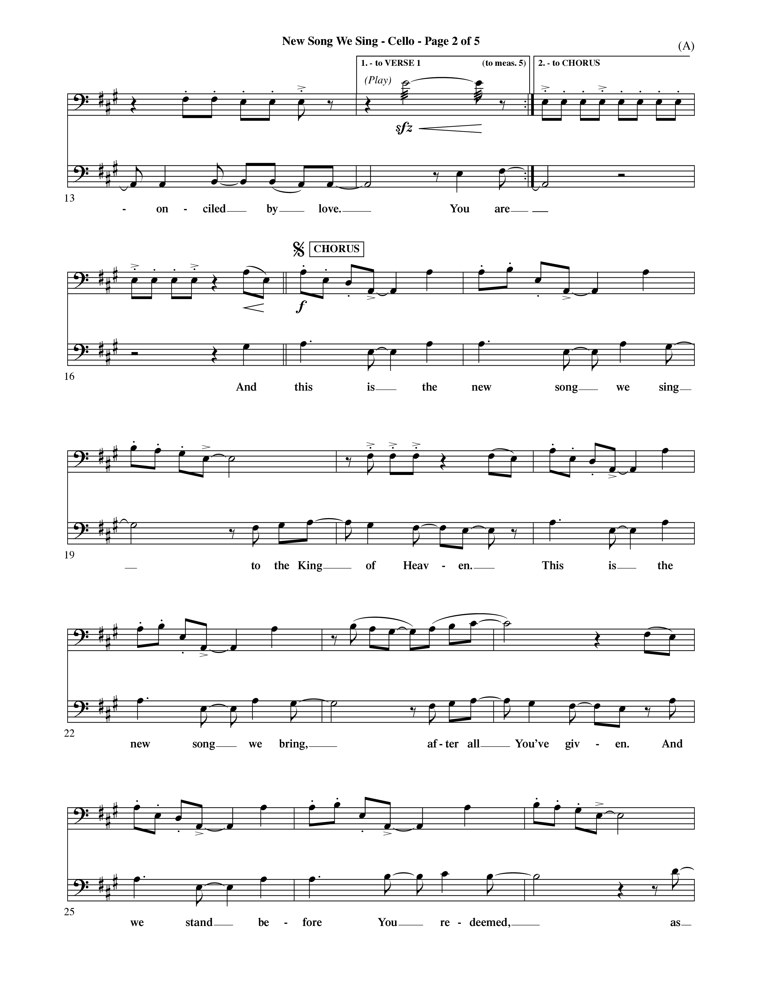New Song We Sing (Choral Anthem SATB) Cello (Word Music Choral / Arr. David Shipps)