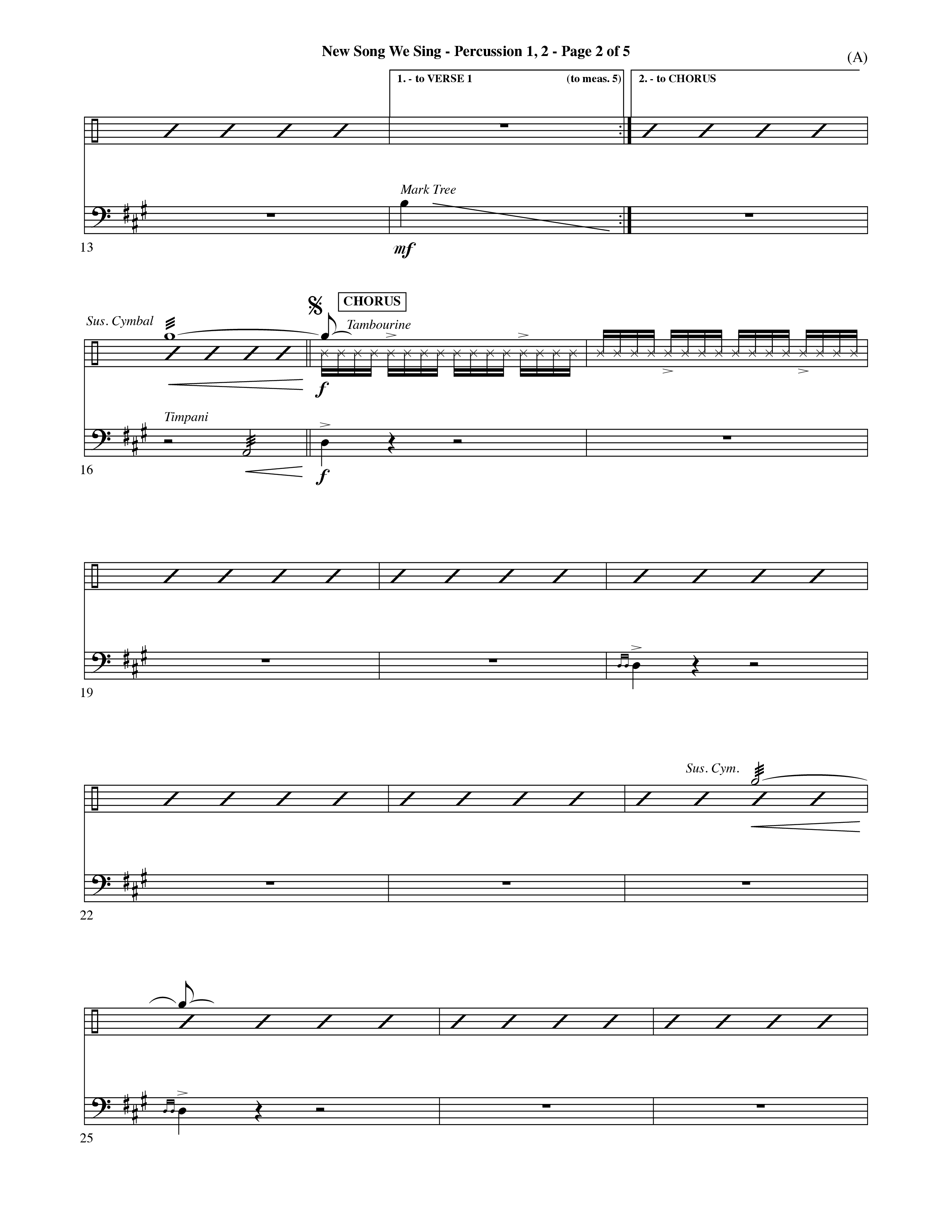 New Song We Sing (Choral Anthem SATB) Percussion 1/2 (Word Music Choral / Arr. David Shipps)