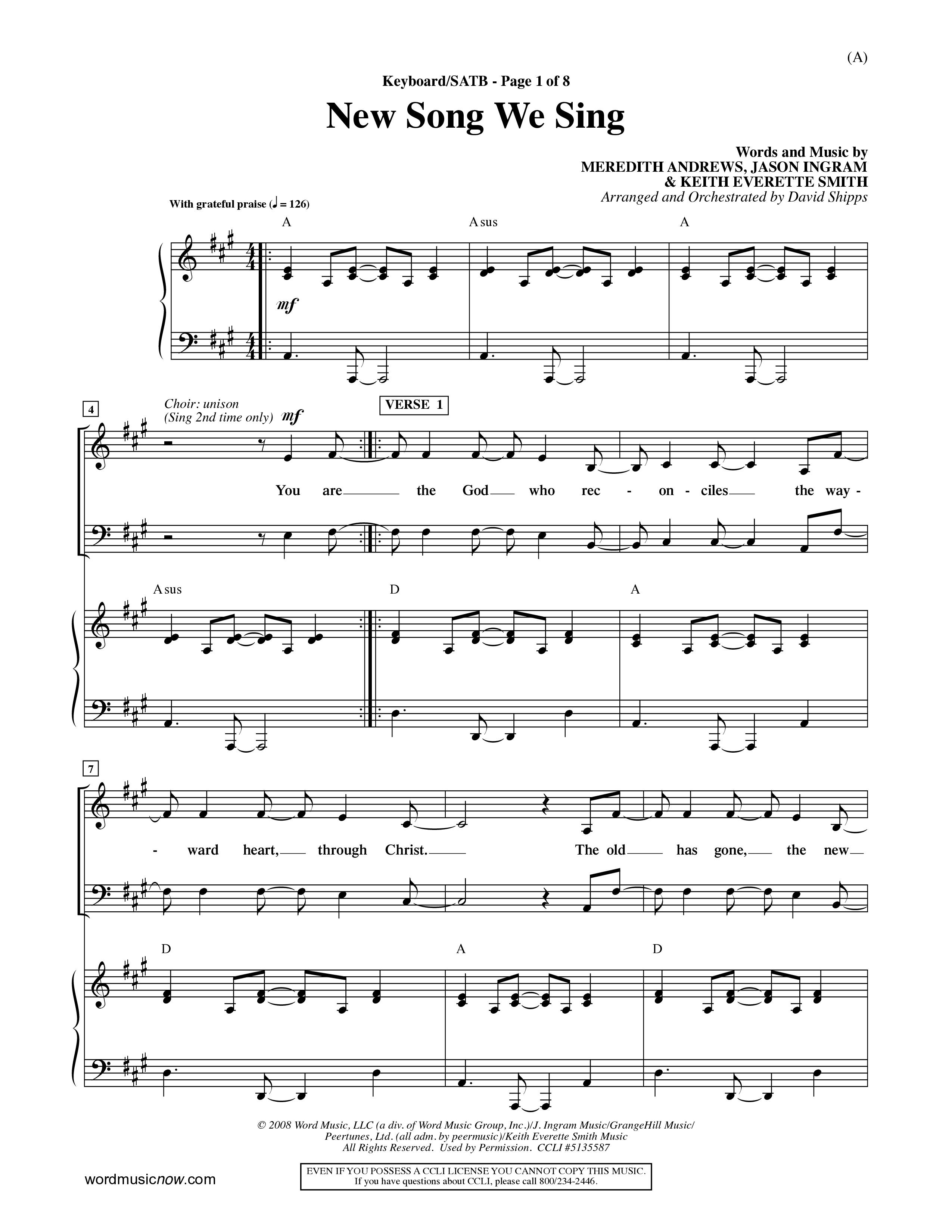 New Song We Sing (Choral Anthem SATB) Keyboard/Vocal (SATB) (Word Music Choral / Arr. David Shipps)