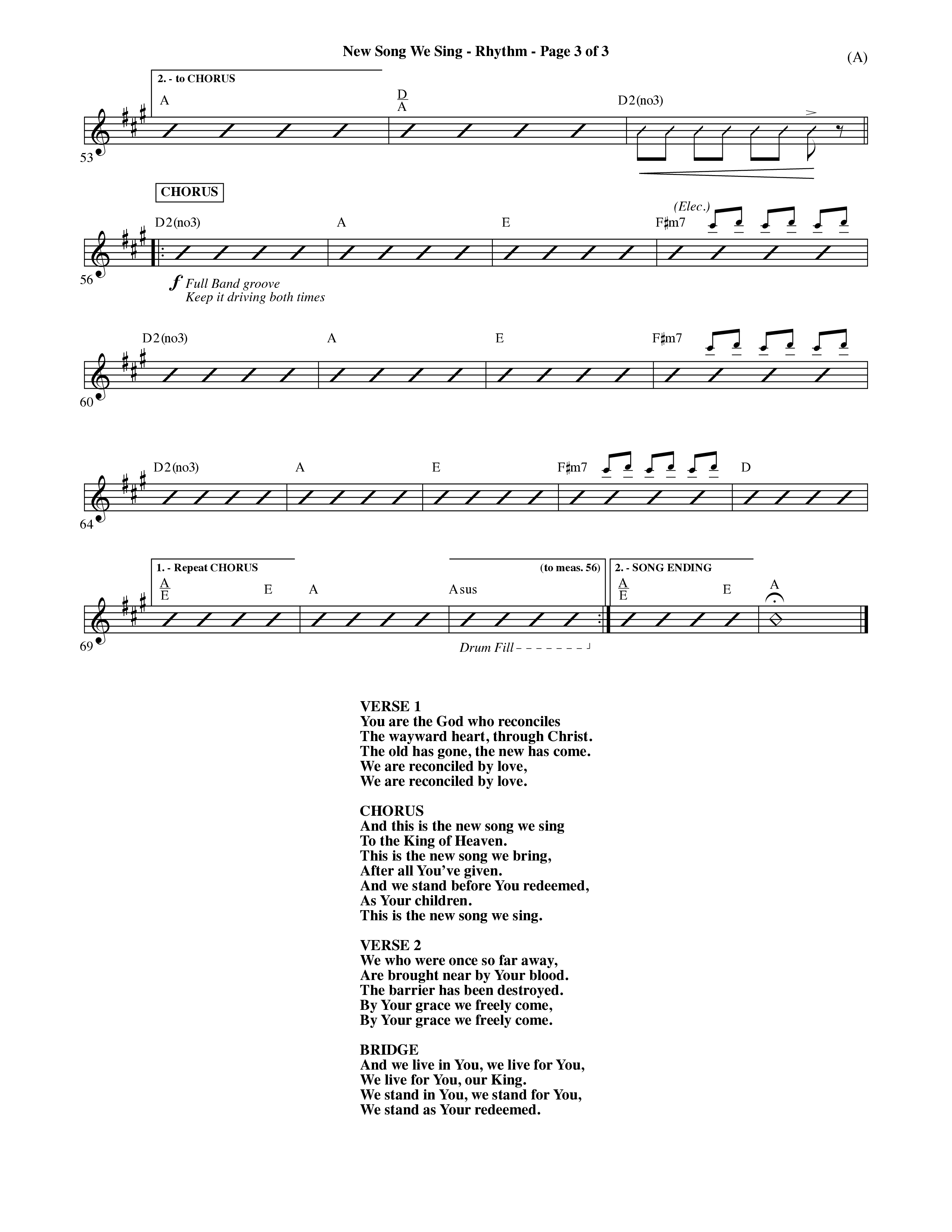 New Song We Sing (Choral Anthem SATB) Rhythm Chart (Word Music Choral / Arr. David Shipps)