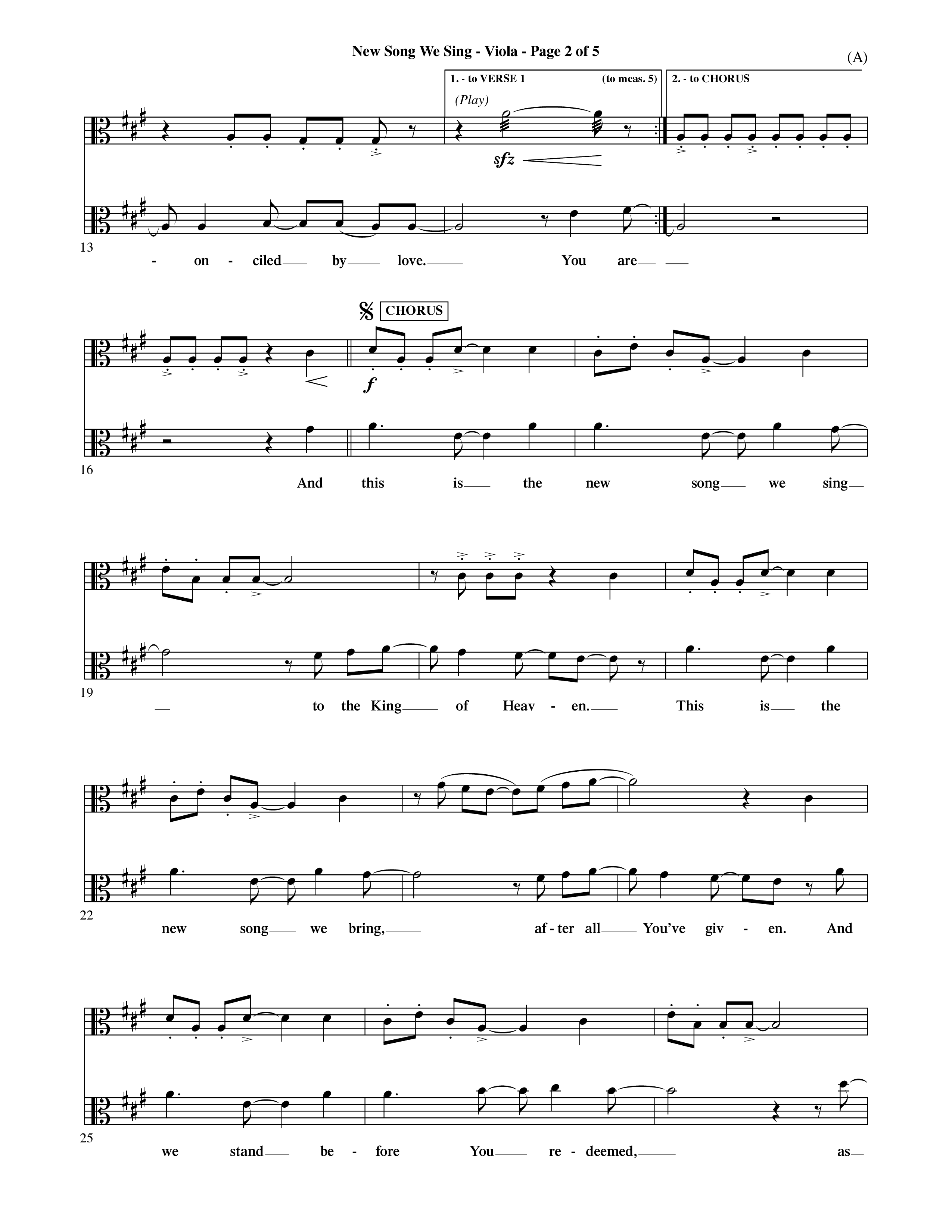 New Song We Sing (Choral Anthem SATB) Viola (Word Music Choral / Arr. David Shipps)