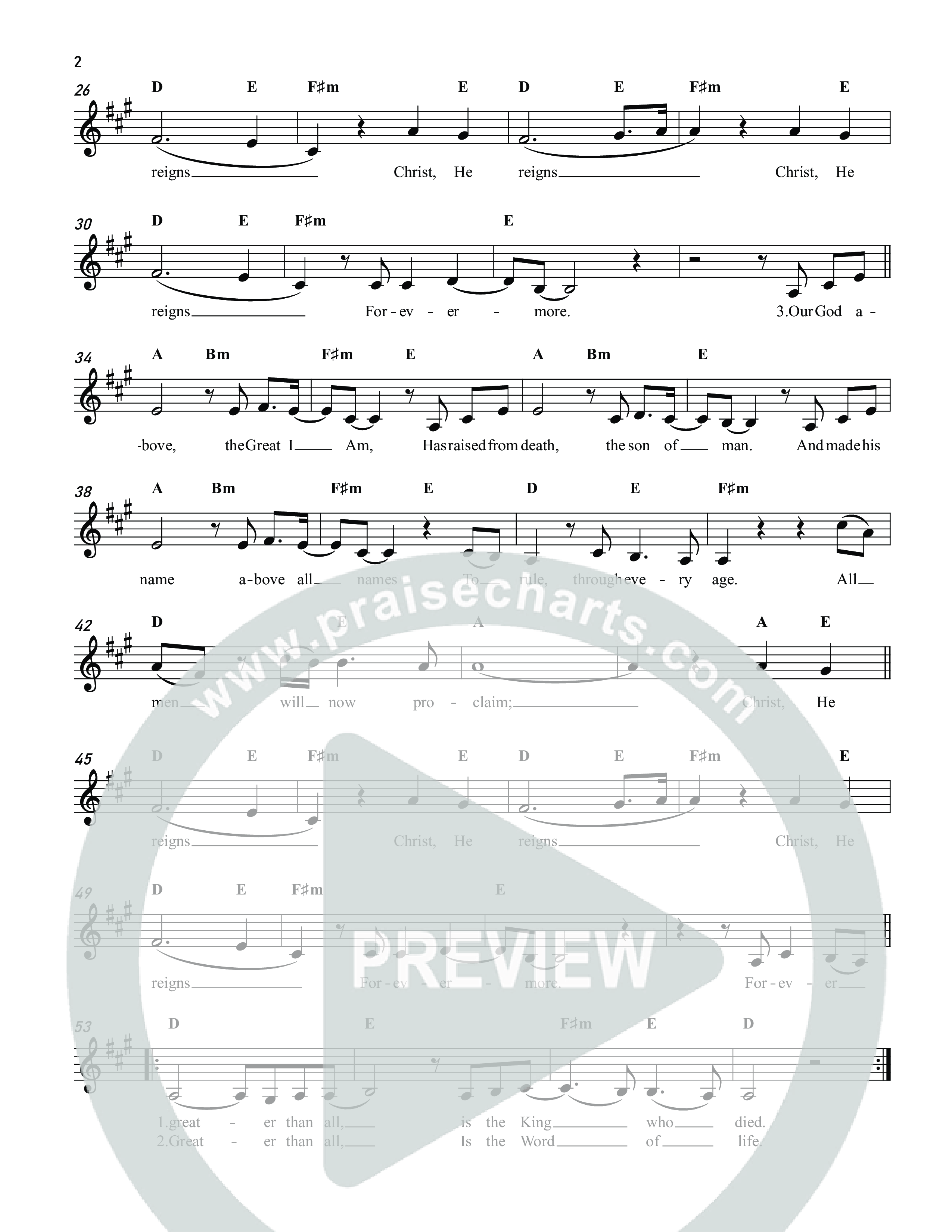 Christ He Reigns Forevermore Lead Sheet Melody (Reawaken Hymns)