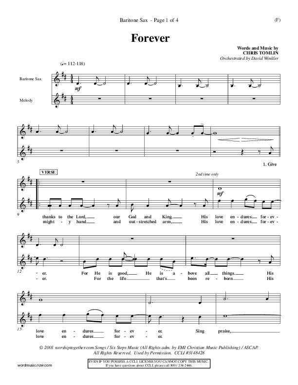 Forever Bari Sax (Chris Tomlin)