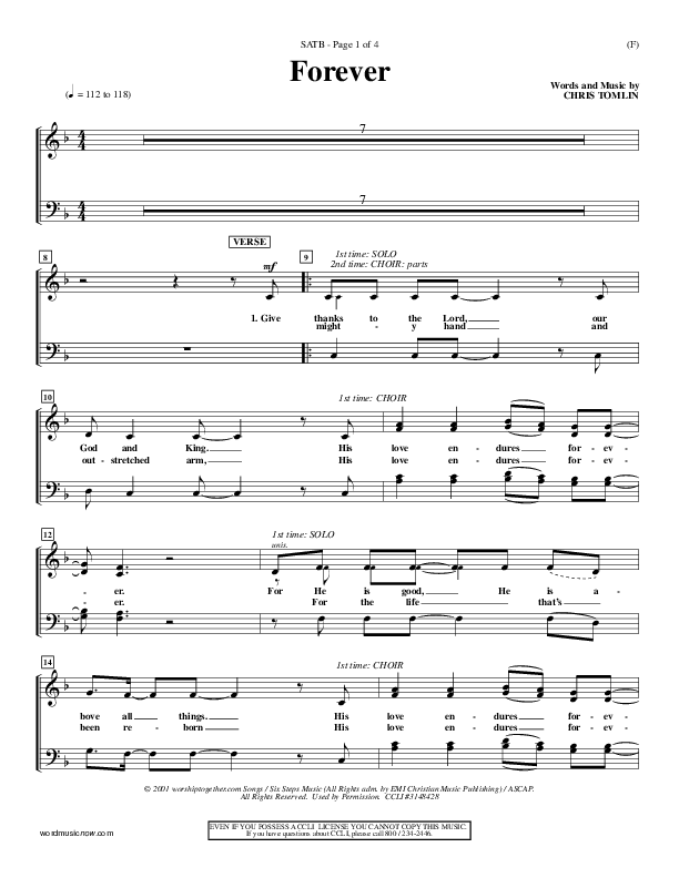 Forever Choir Vocals (SATB) (Chris Tomlin)