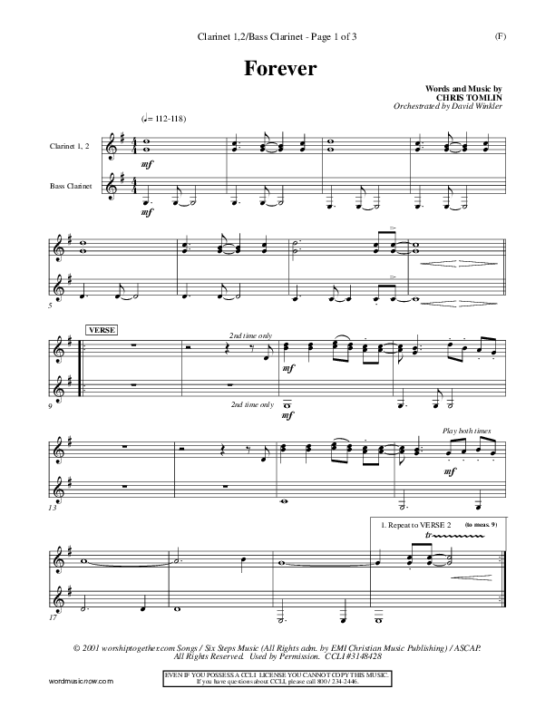 Forever Clarinet 1/2 (Chris Tomlin)