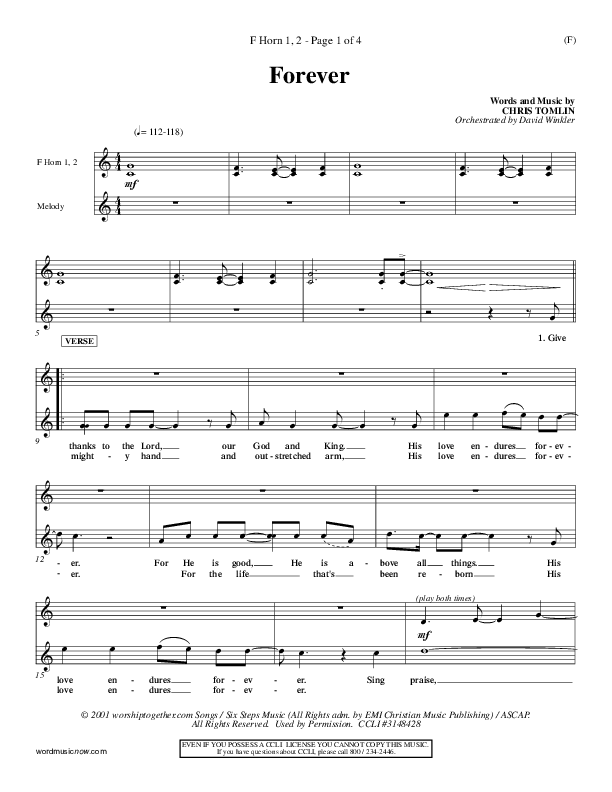 Forever French Horn 1/2 (Chris Tomlin)