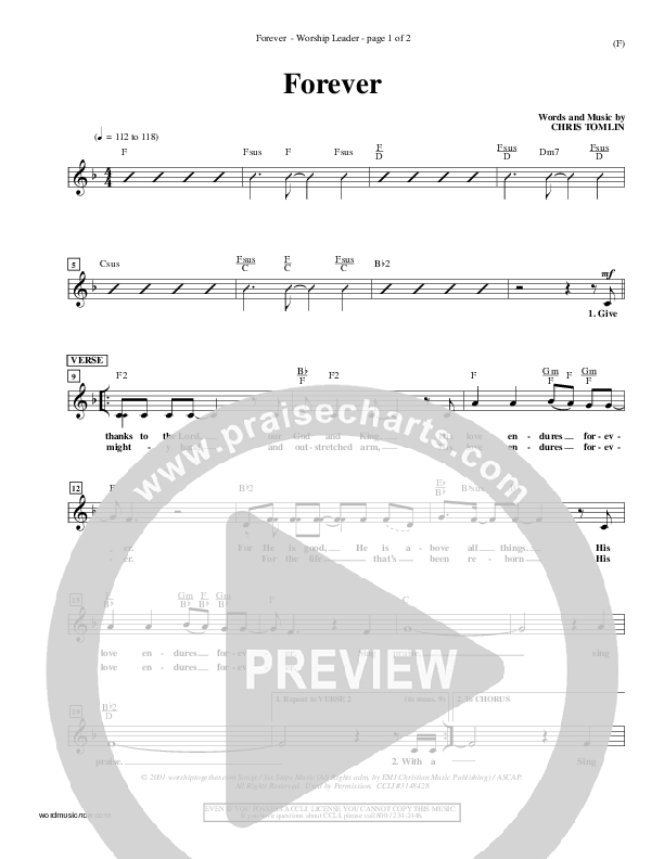 Forever Lead Sheet (Chris Tomlin)